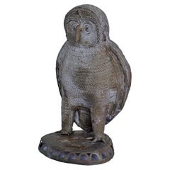 Large Zinc Metal Owl Sculpture, Circa 1900