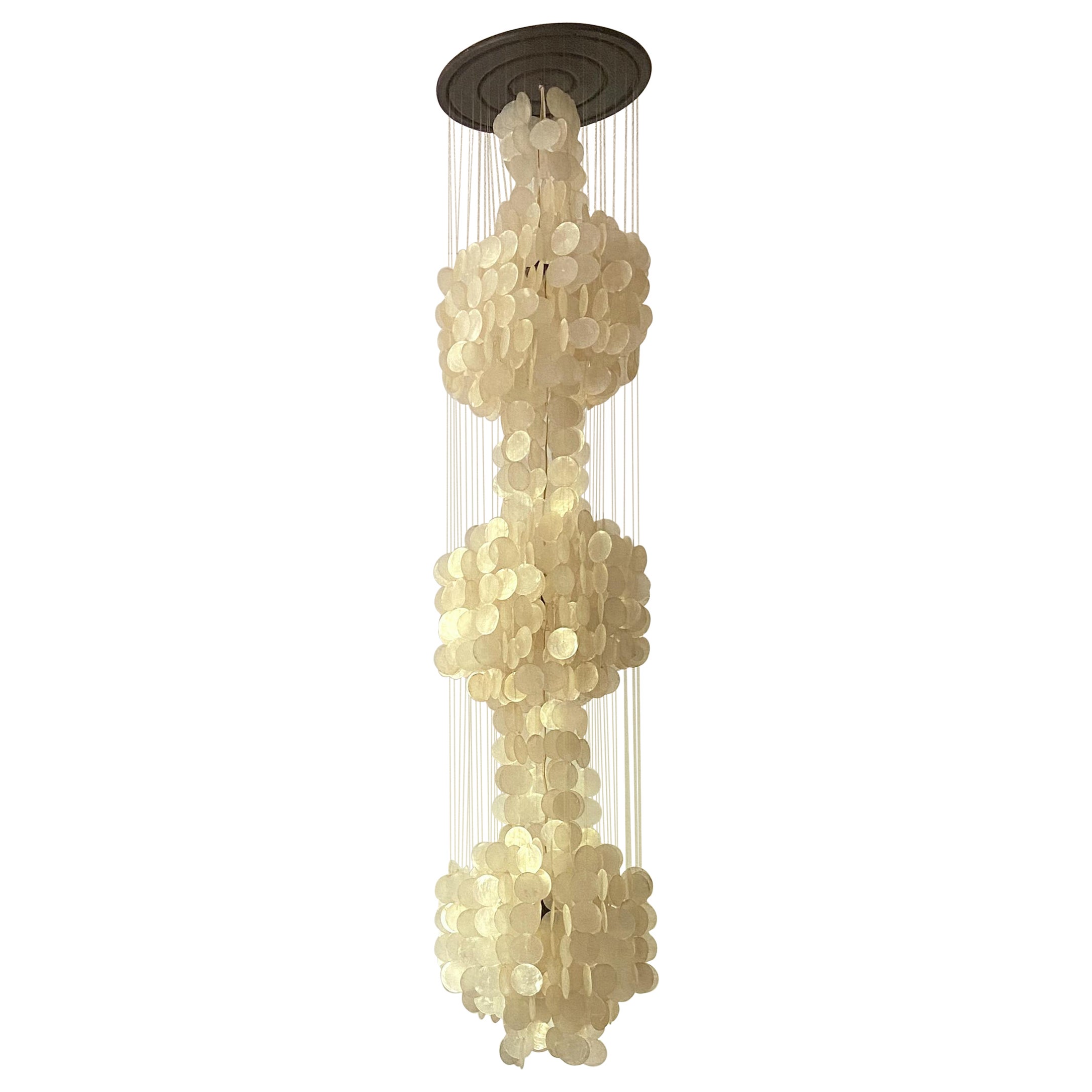Large Verner Panton style Capiz Shell Chandelier