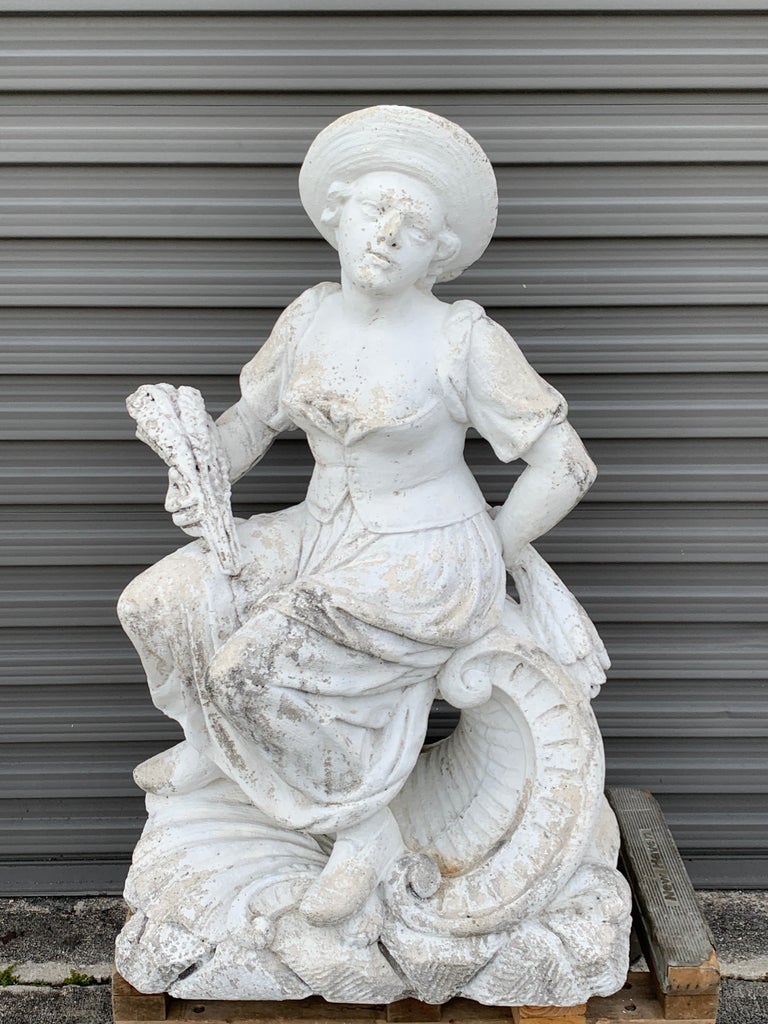 Large Versailles Style Cast Stone Statue of 'Harvest' on a Pedestal