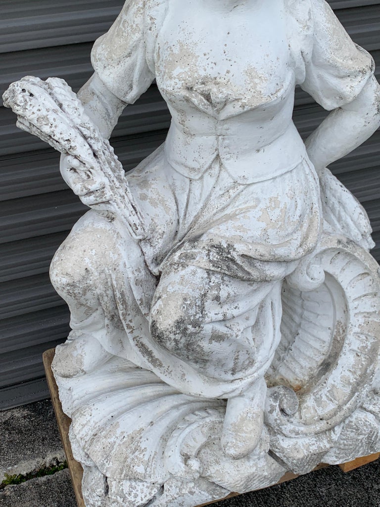 Large Versailles Style Cast Stone Statue of 'Harvest' on a Pedestal