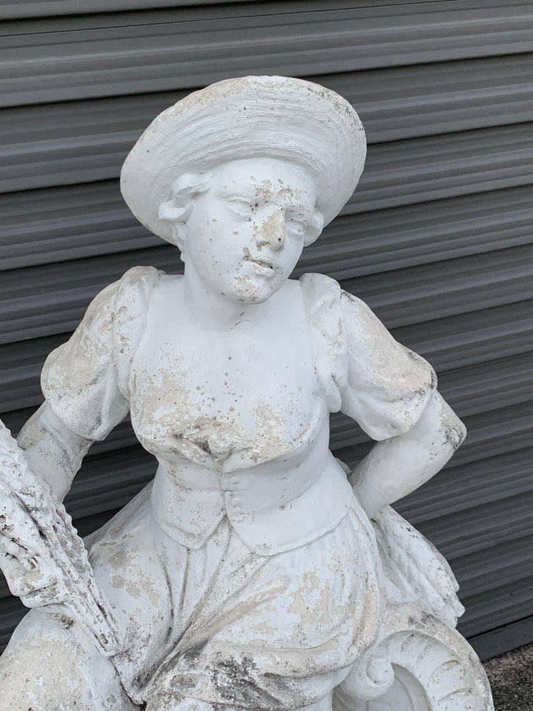 Large Versailles Style Cast Stone Statue of 'Harvest' on a Pedestal