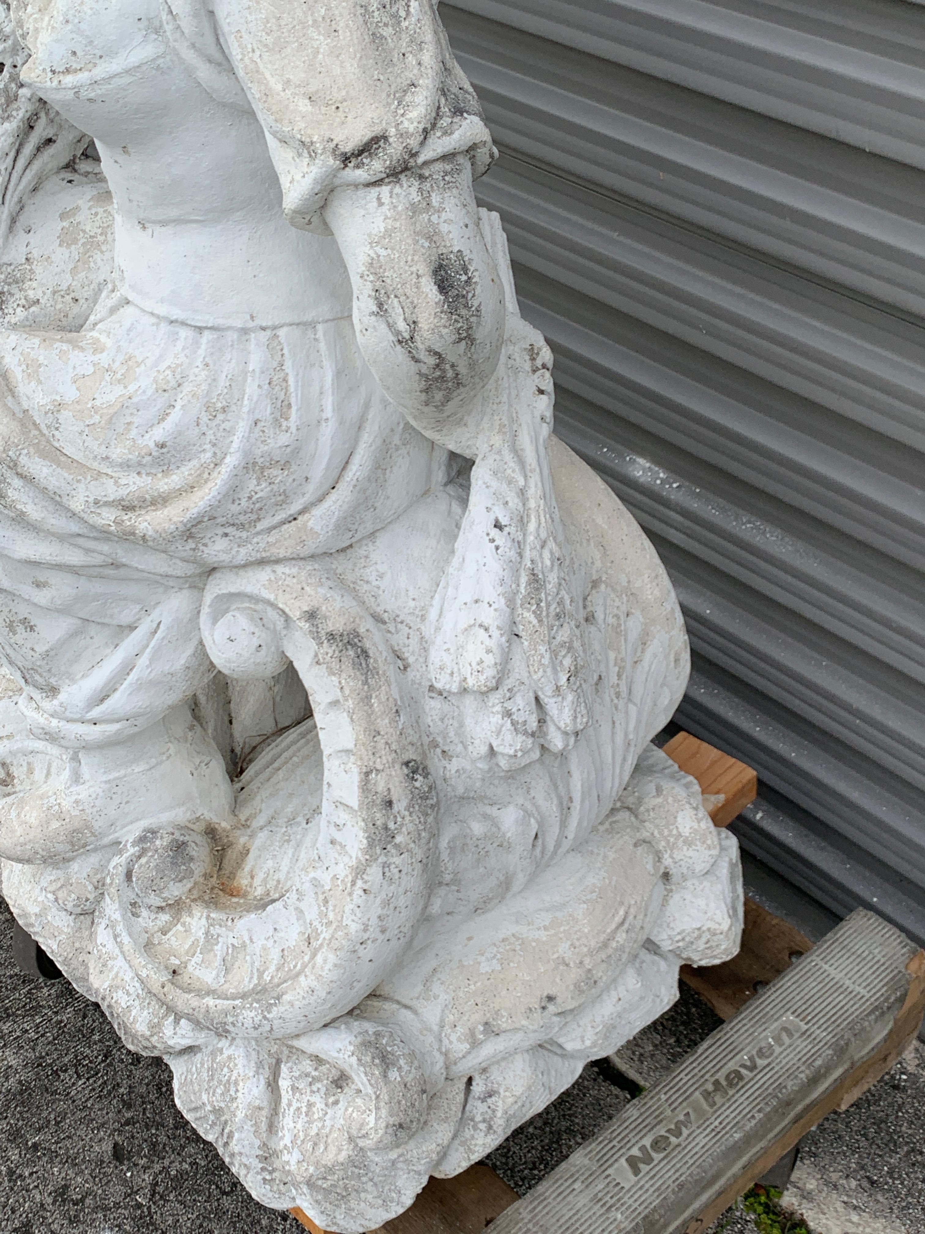 Louis XIV Vintage Neoclassical Cast Stone Statue of 'Harvest' on Pedestal Base