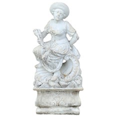 Vintage Neoclassical Cast Stone Statue of 'Harvest' on Pedestal Base