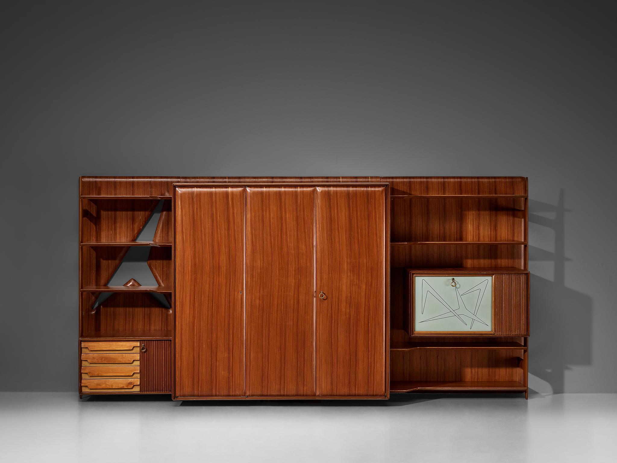 Mid-Century Modern Large Versatile Italian Wall Unit in Teak For Sale