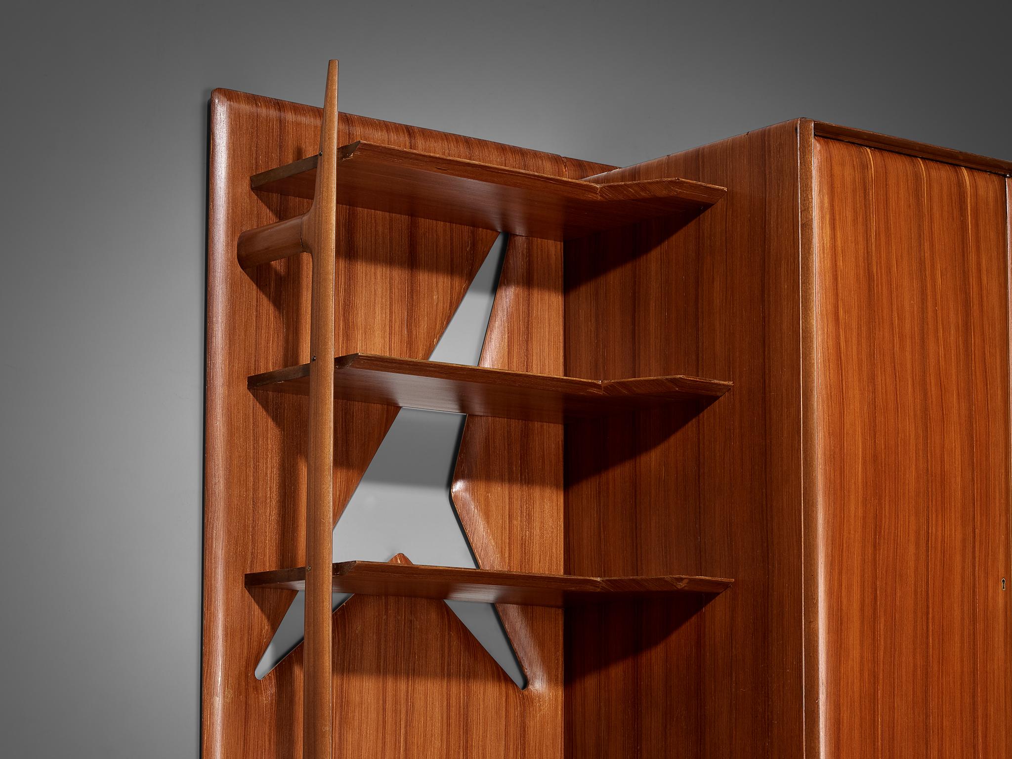 Brass Large Versatile Italian Wall Unit in Teak For Sale