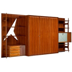 Large Versatile Italian Wall Unit in Teak