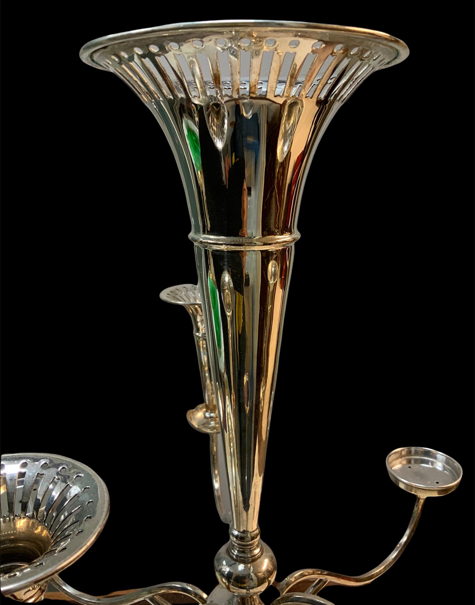 Victorian Large Versatile Silver Plated Trumpet Epergne For Sale