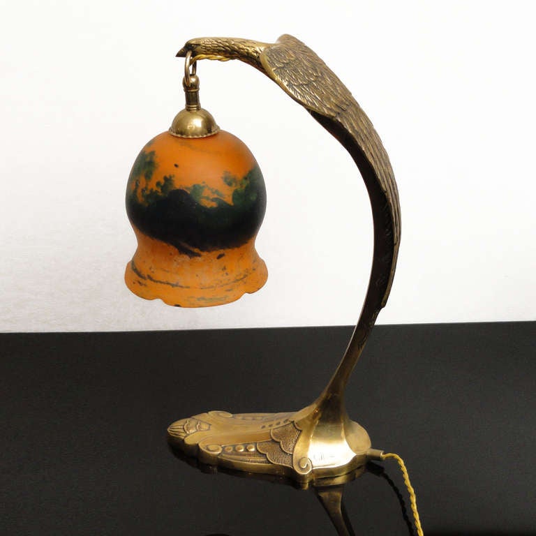 Bronze Large Version Art Nouveau Table Lamp by Charles Ranc