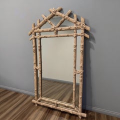 Large Version Vintage Gampel-Stoll Faux-Bois Natural Wood Finish Entry Mirror