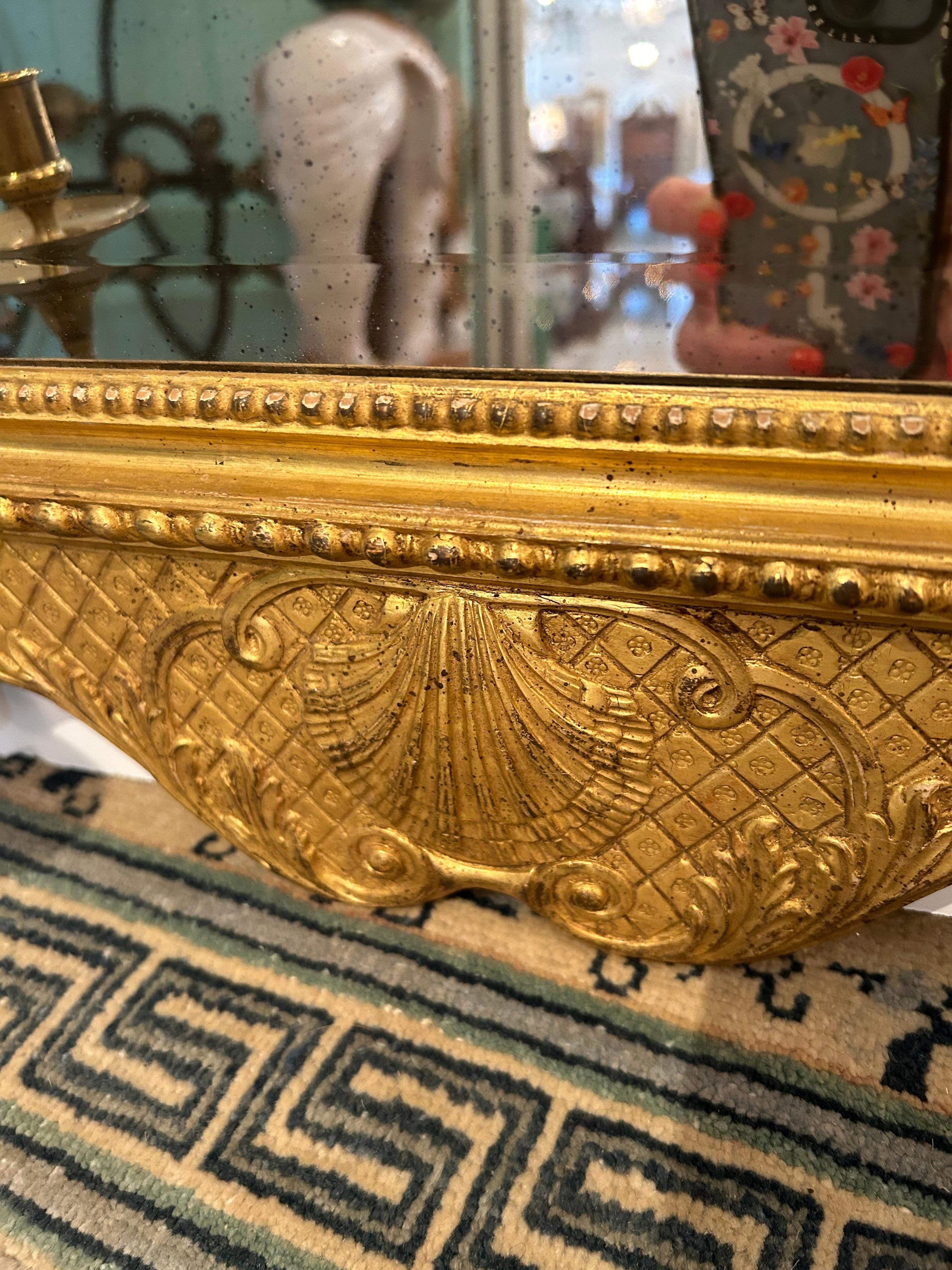 Large Vertical Bevelled Mirror with Beautiful Giltwood Frame and Candle Sconces 2