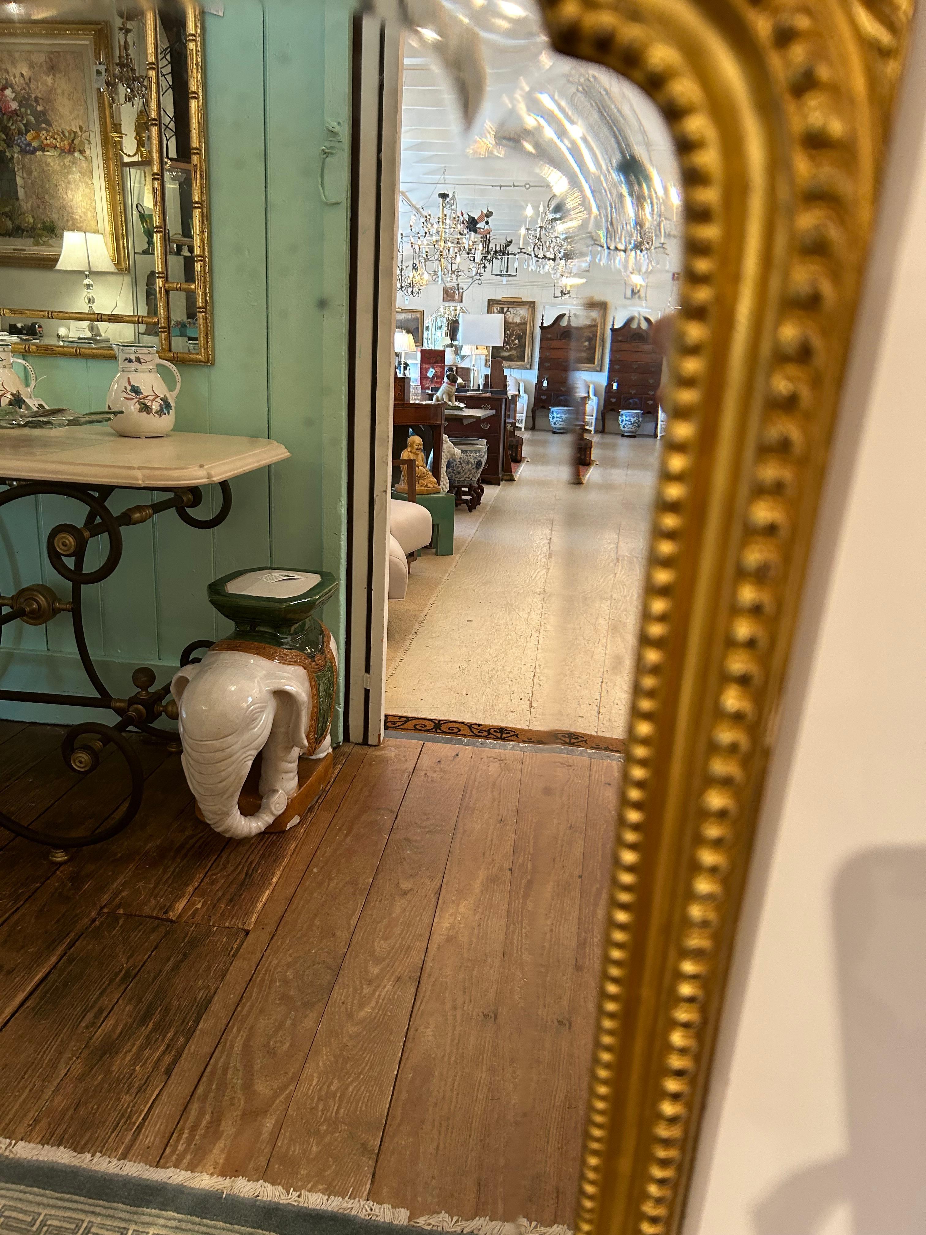 Large Vertical Bevelled Mirror with Beautiful Giltwood Frame and Candle Sconces 3