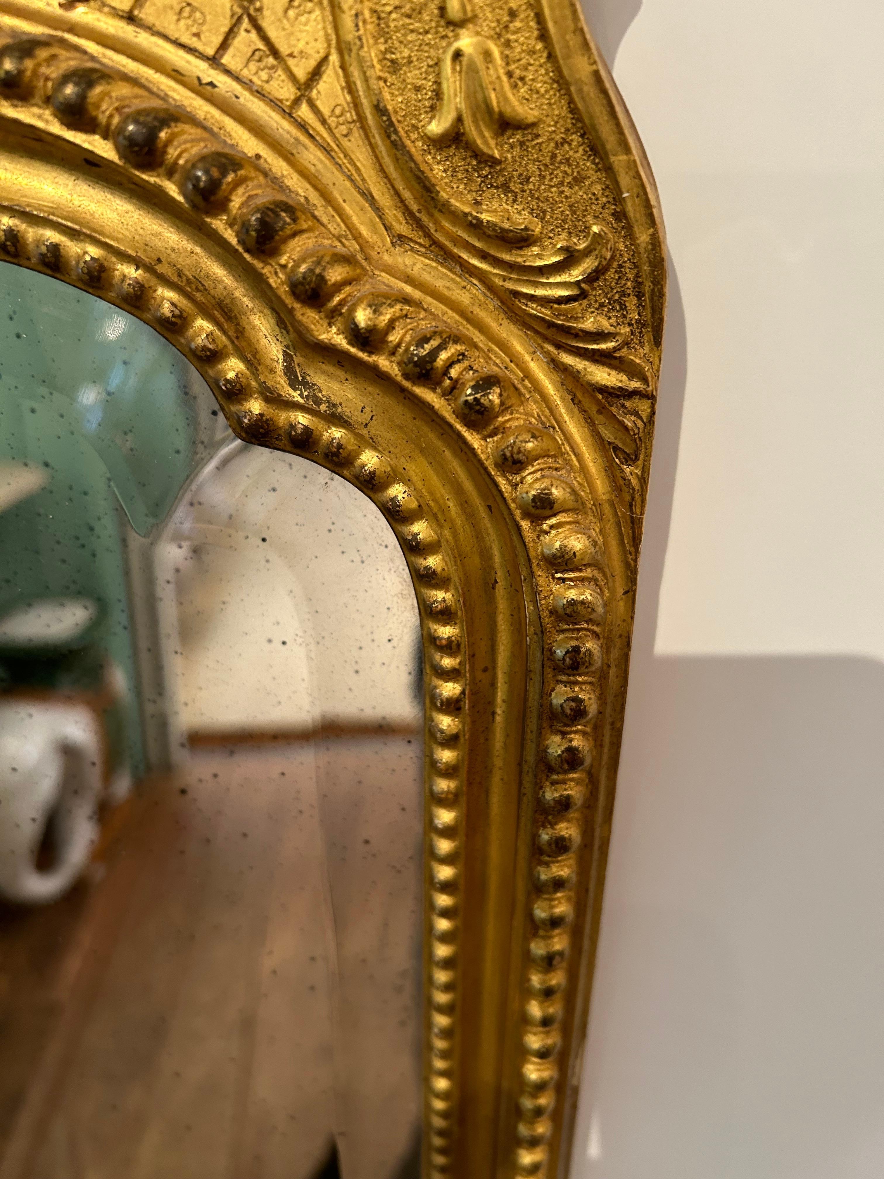 Large Vertical Bevelled Mirror with Beautiful Giltwood Frame and Candle Sconces 4