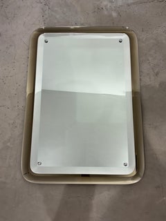 Large vertical mirror colored glass frame