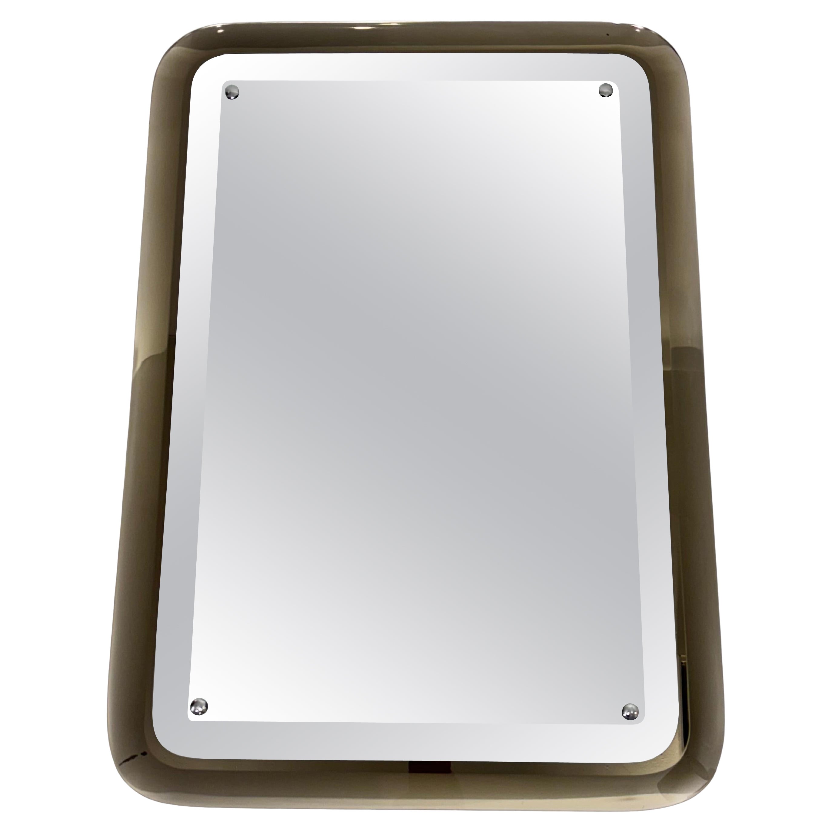 Large vertical mirror colored glass frame