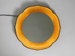 Large, Very Beautiful Illuminated 70s Ceramic Wall Mirror
