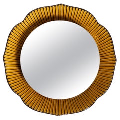 Large, Very Beautiful Illuminated 70s Ceramic Wall Mirror