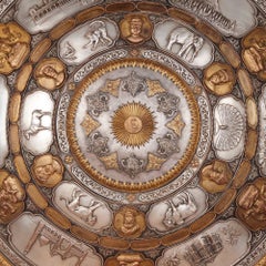 Large, very fine, and unique Indian gilt-metal and silver sporting shield