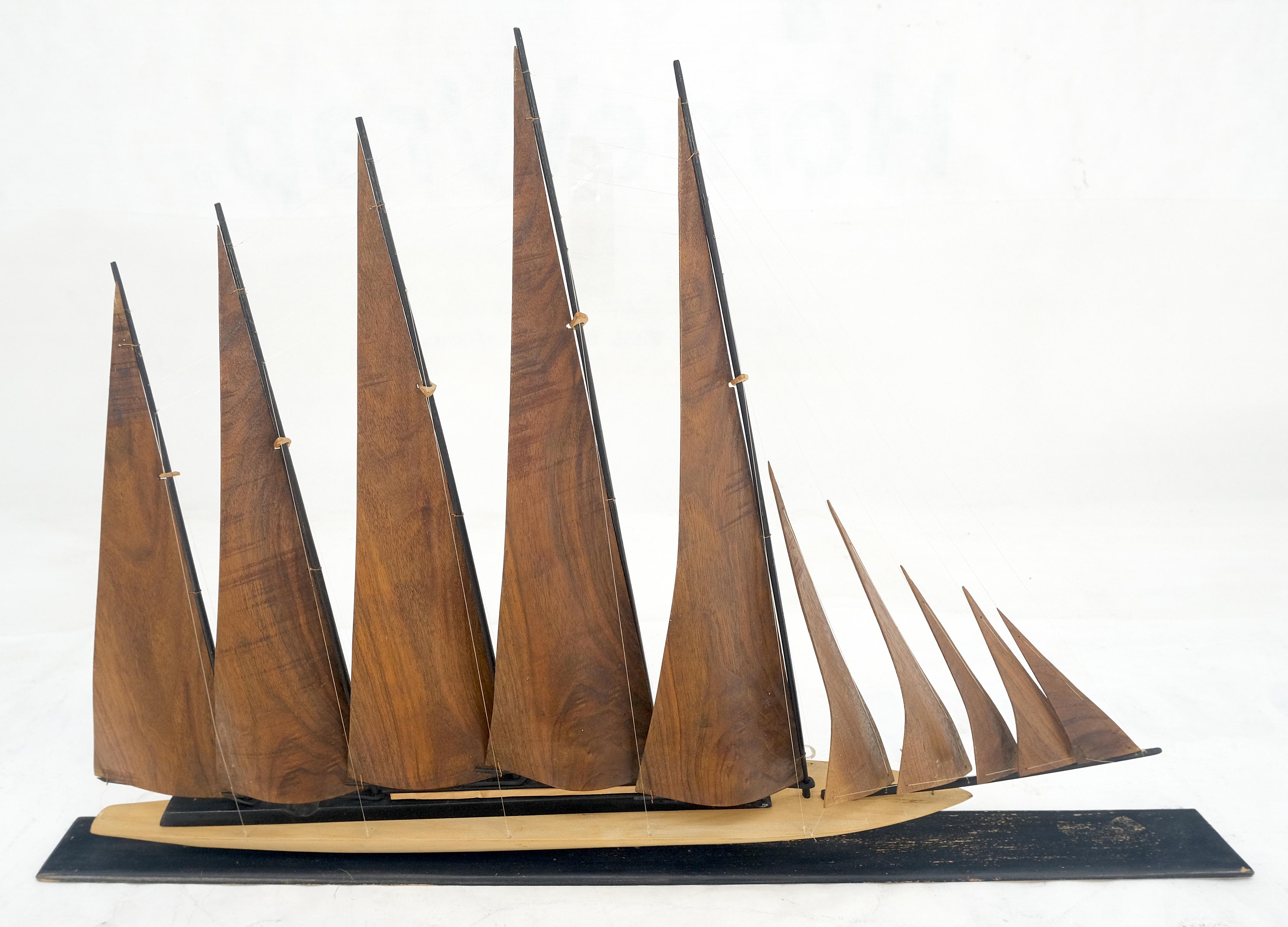 Large Very Fine Carved Wood Sculpture of a Sail Boat c1960s MINT! For Sale 5