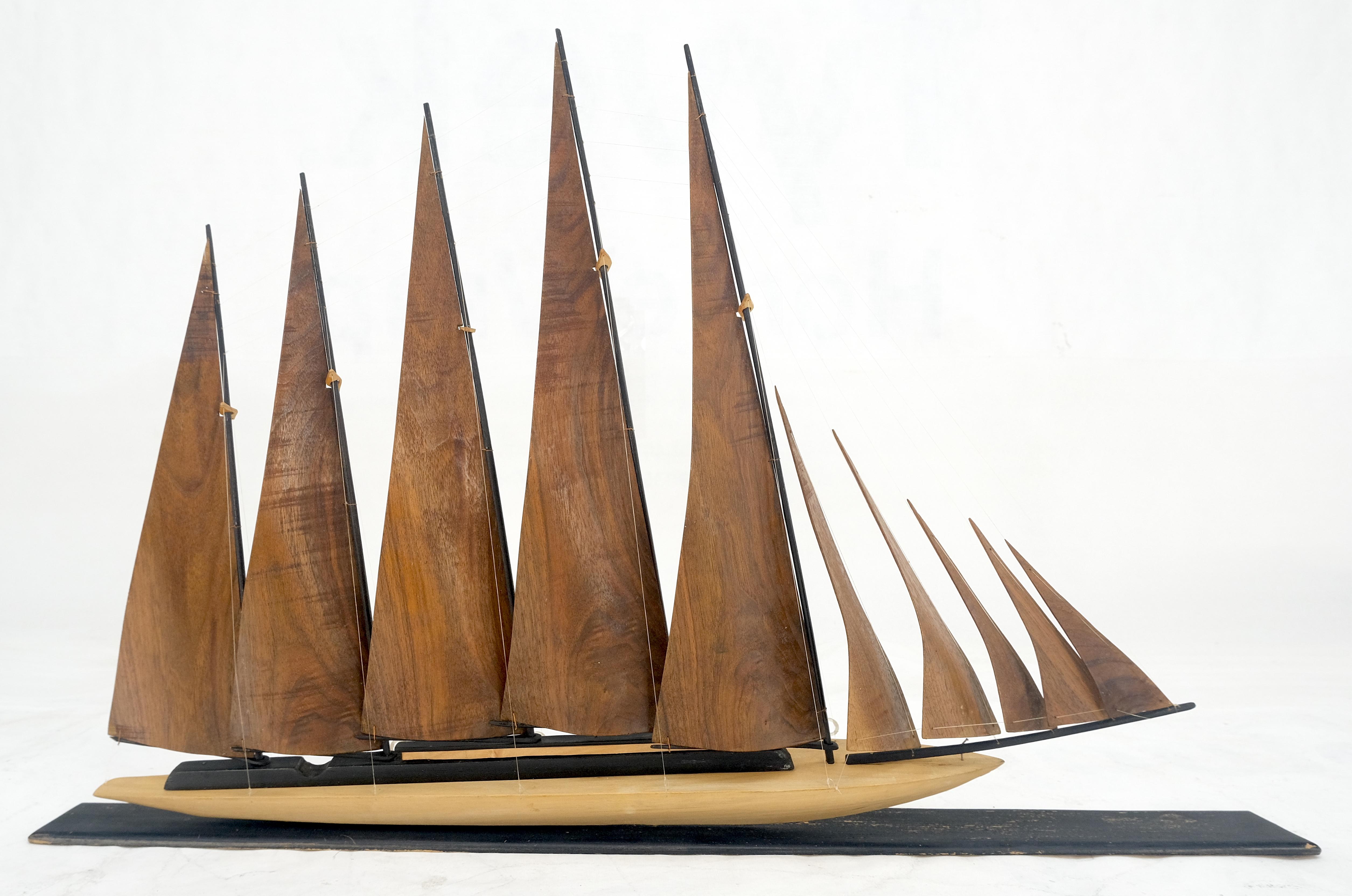 Large Very Fine Carved Wood Sculpture of a Sail Boat c1960s MINT! For Sale 6
