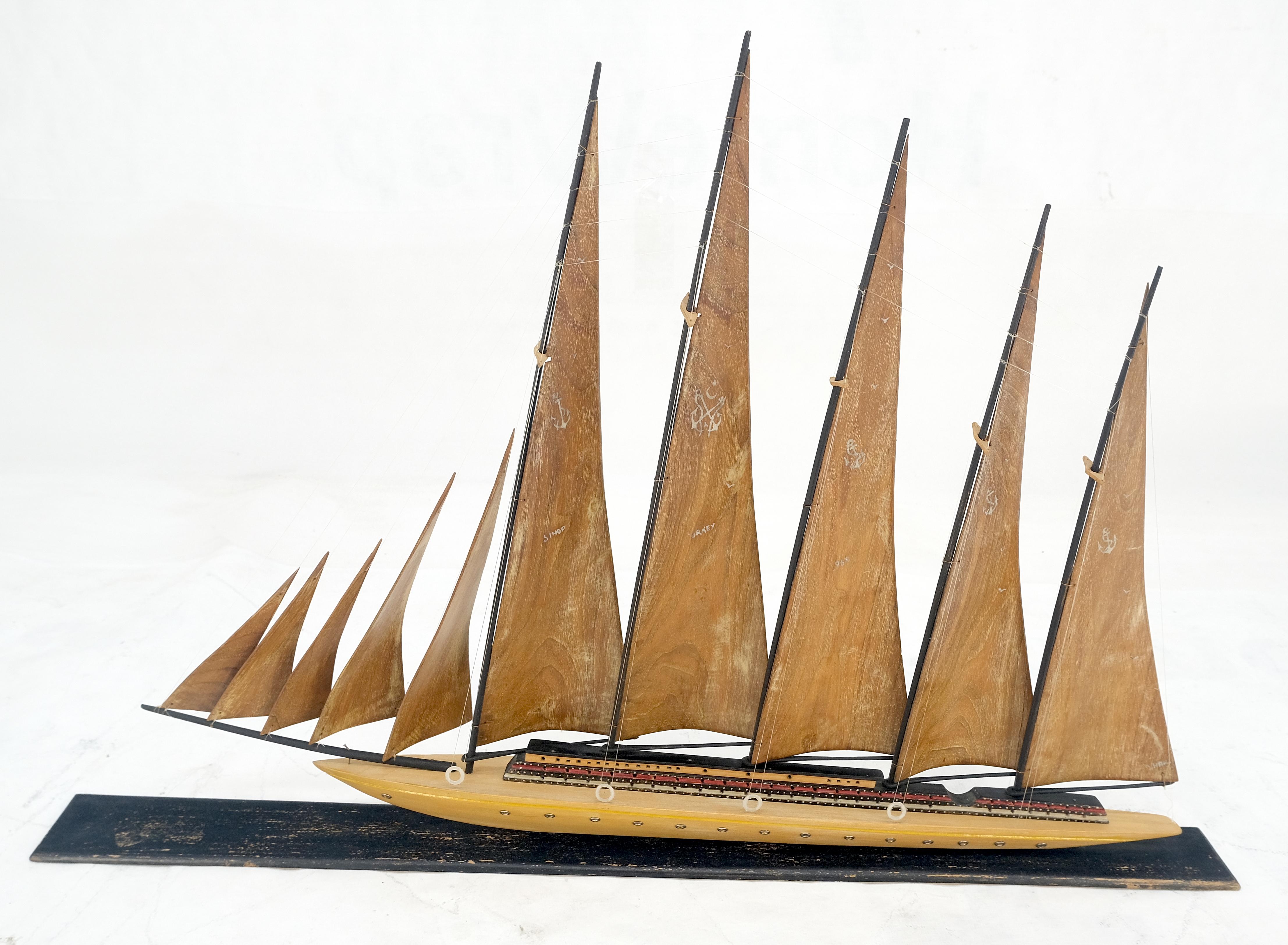 Large Very Fine Carved Wood Sculpture of a Sail Boat c1960s MINT! In Good Condition For Sale In Rockaway, NJ