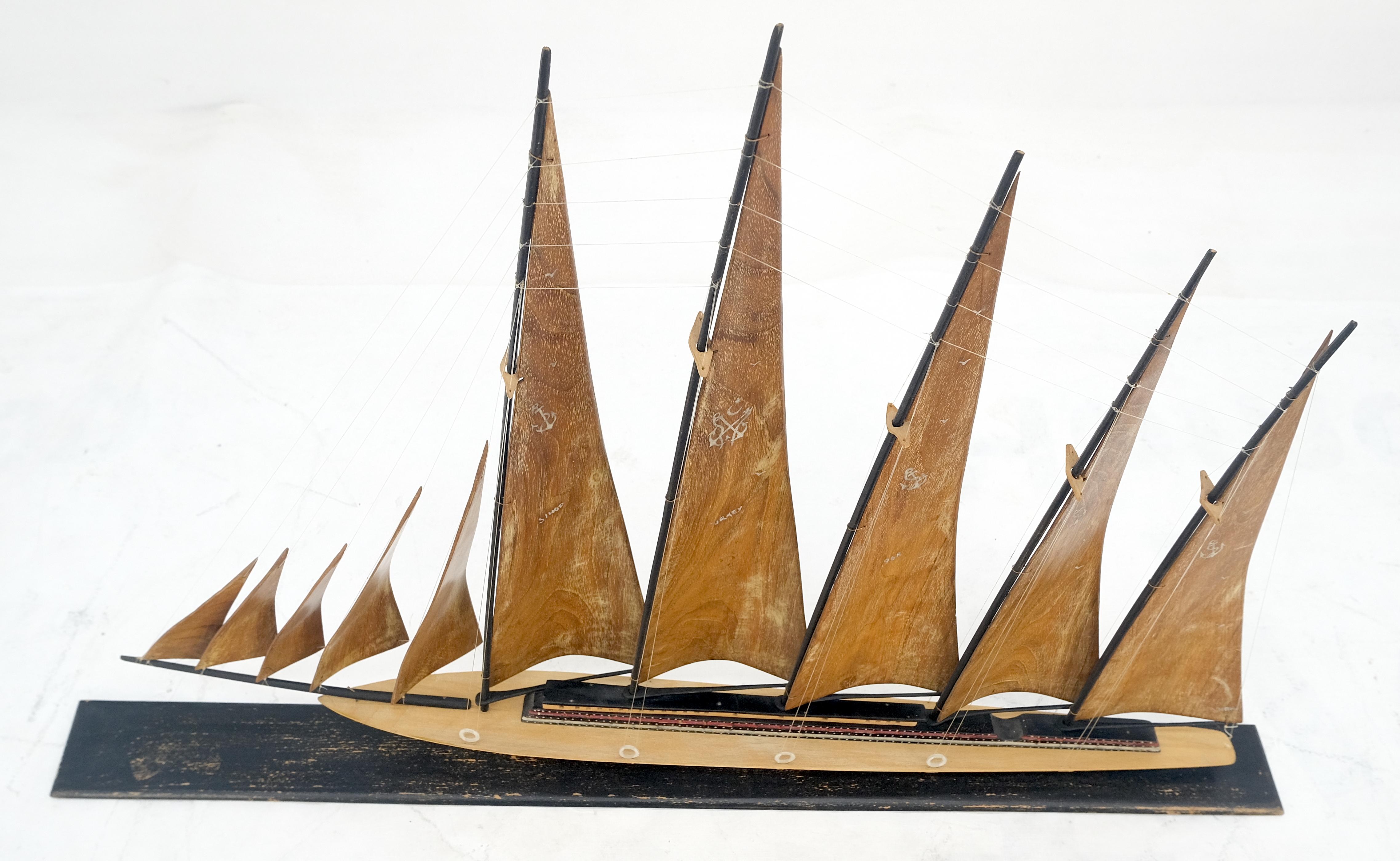 20th Century Large Very Fine Carved Wood Sculpture of a Sail Boat c1960s MINT! For Sale