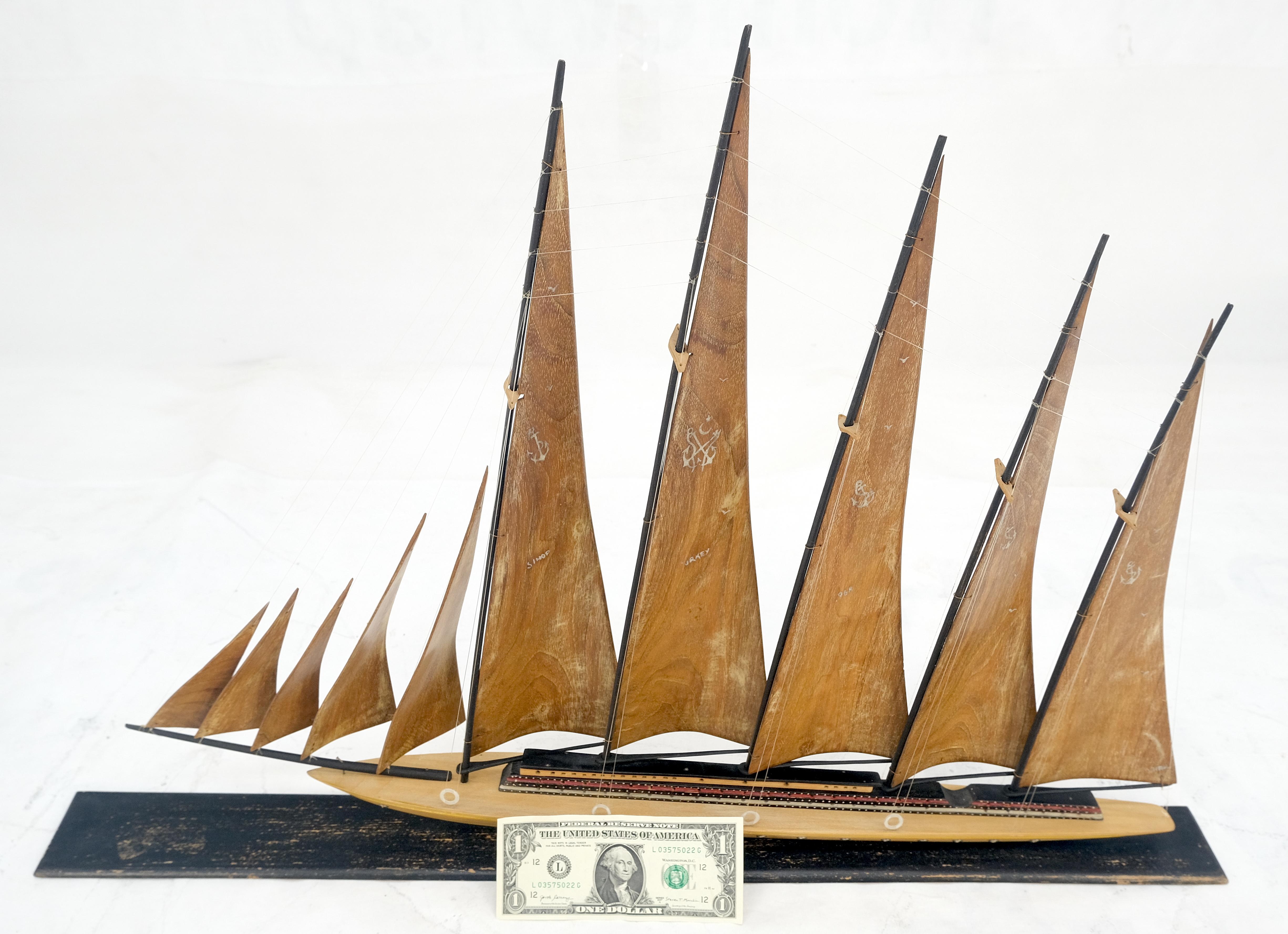 Walnut Large Very Fine Carved Wood Sculpture of a Sail Boat c1960s MINT! For Sale