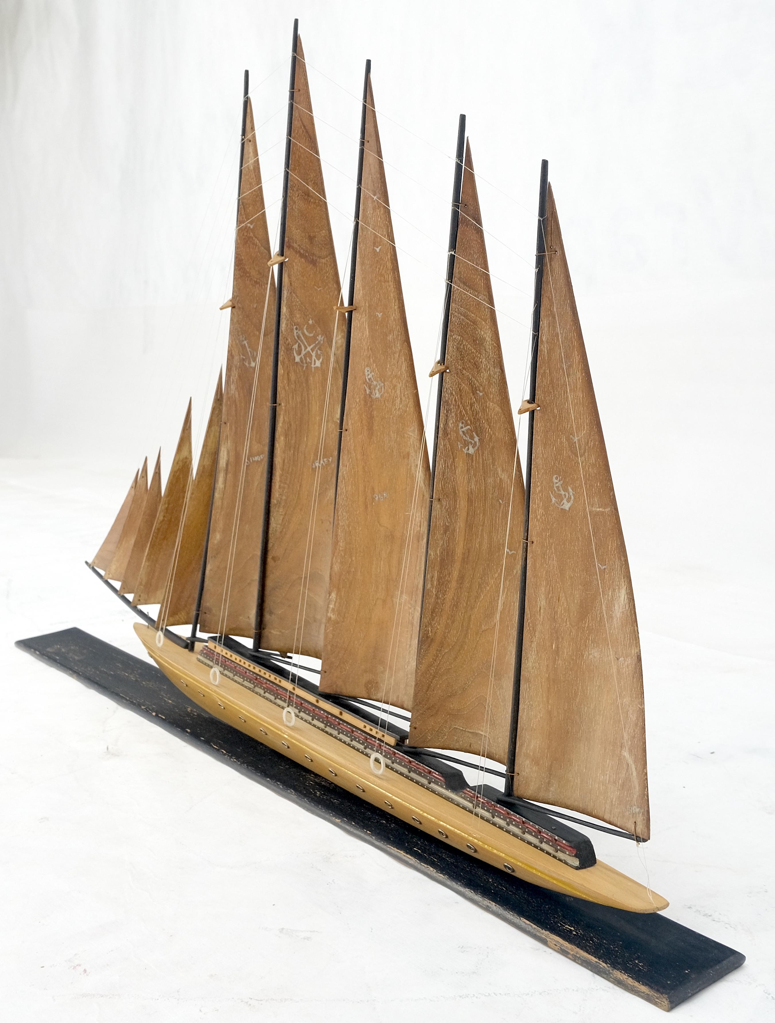 Large Very Fine Carved Wood Sculpture of a Sail Boat c1960s MINT! For Sale 3
