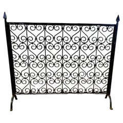 Used Large Very Heavy Old Gothic Wrought Iron Fire Screen   