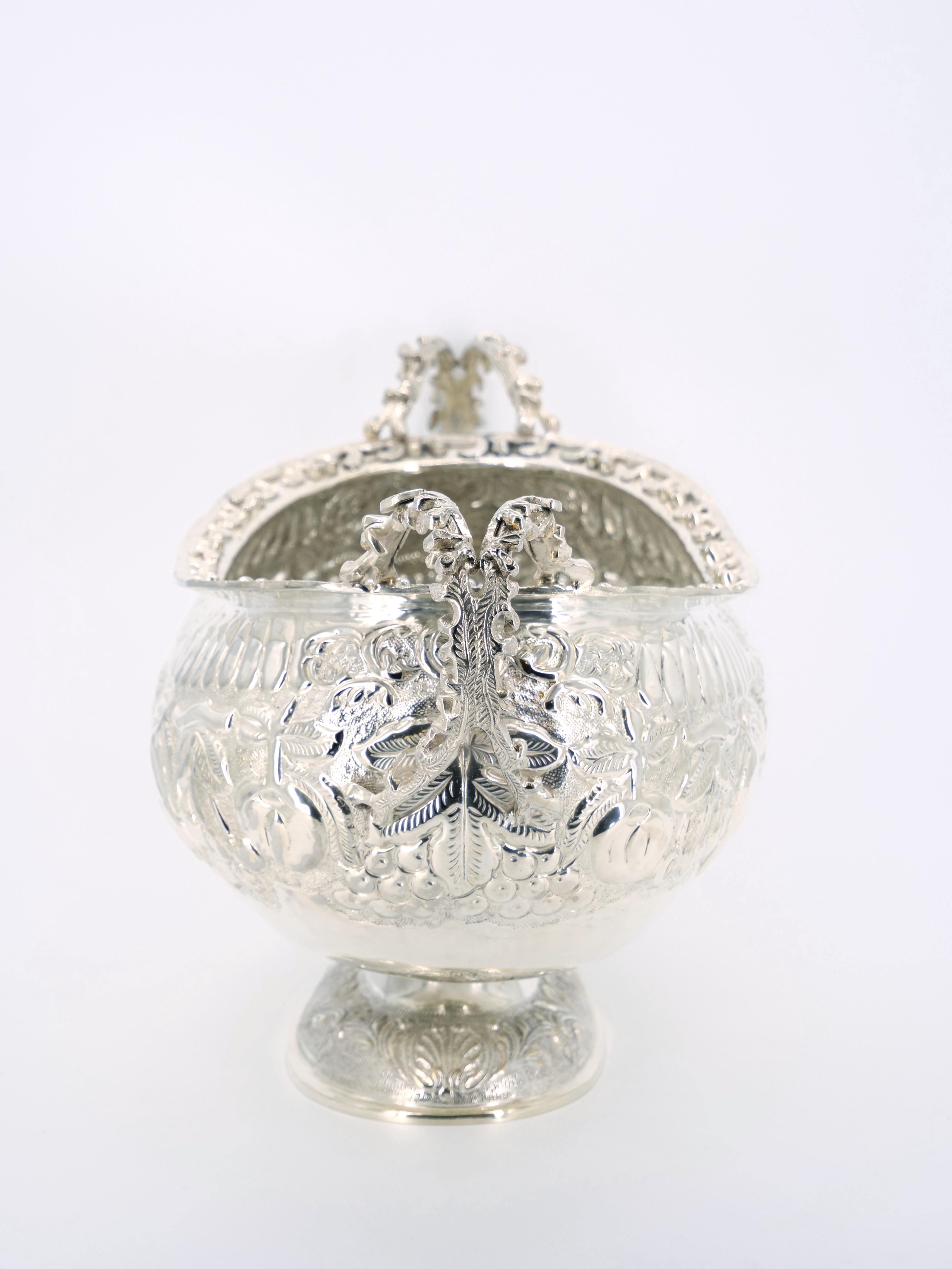 20th Century Large & Very Ornate Hand Crafted Silver Plate Champagne Cooler / Centerpiece For Sale
