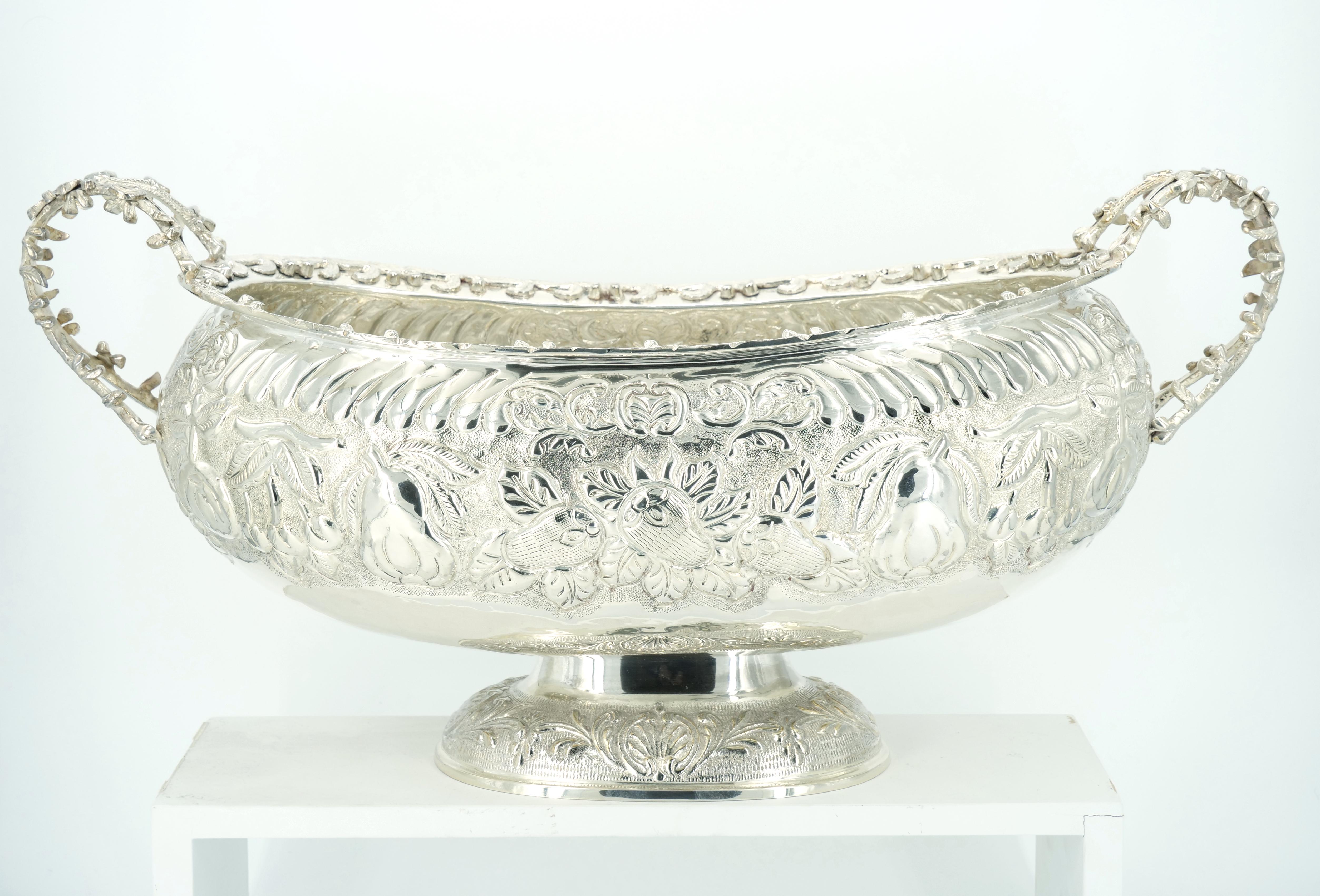 Large & Very Ornate Hand Crafted Silver Plate Champagne Cooler / Centerpiece For Sale 1