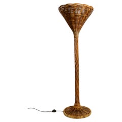 Large Very Rare Beautiful Italian 1960s Wicker Floor Lamp Large Very Rare Beautiful Italian 1960s Wicker Floor Lamp