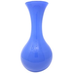 Large Vetri Murano Blue Glass Vase