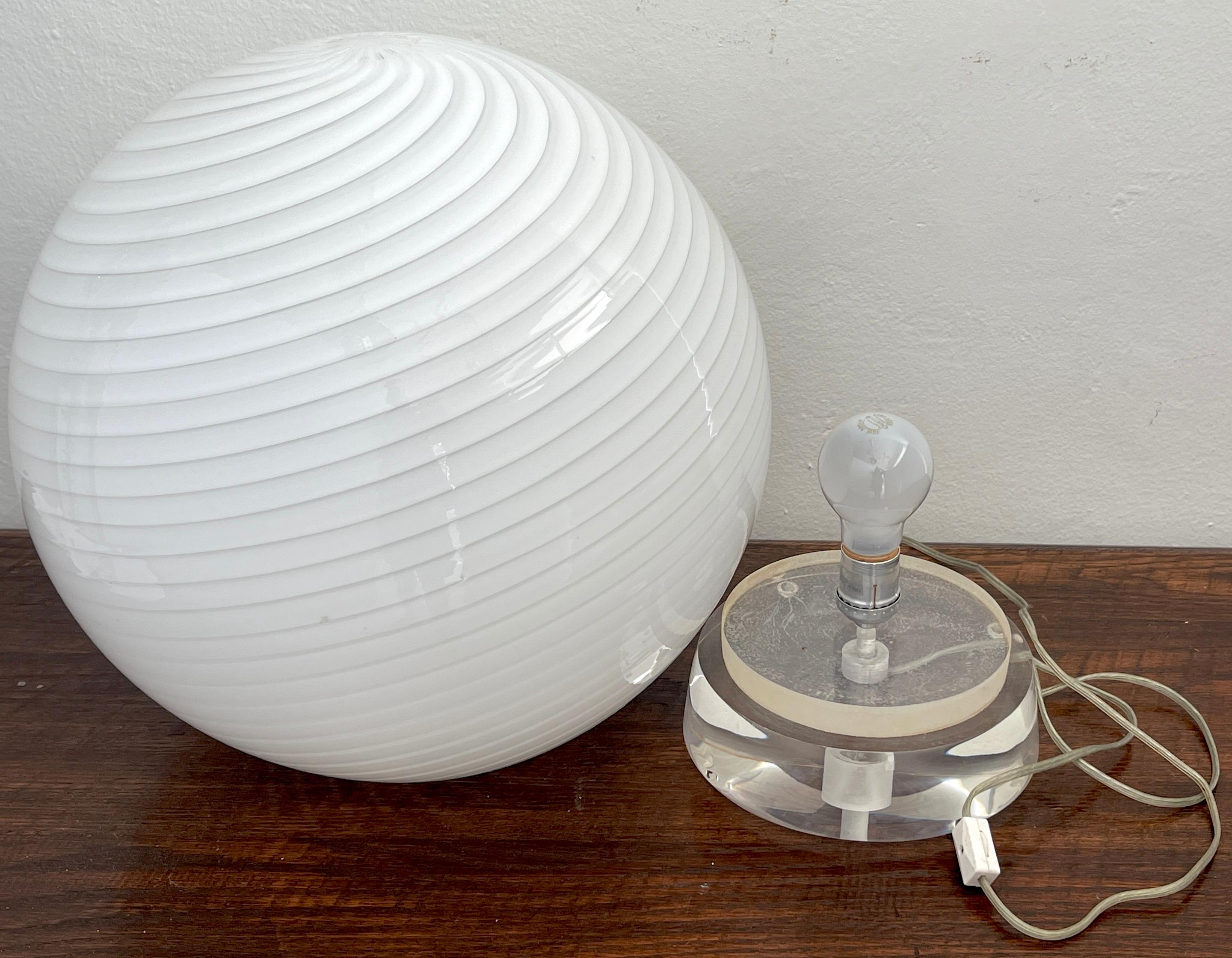 20th Century Large Vetri-Murano & Lucite Orb Lamp