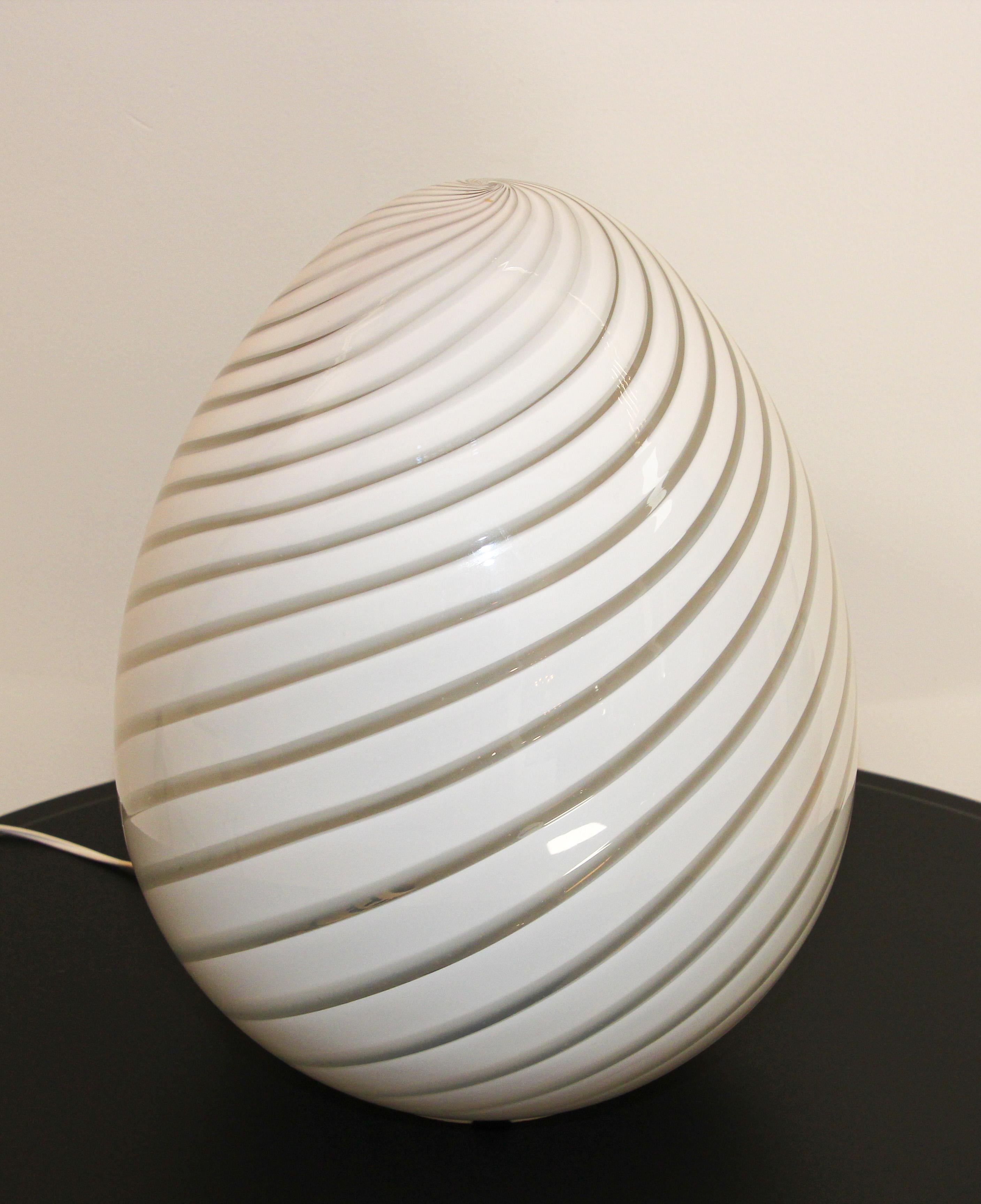 Italian Large Vetri Murano White Egg Table Lamp