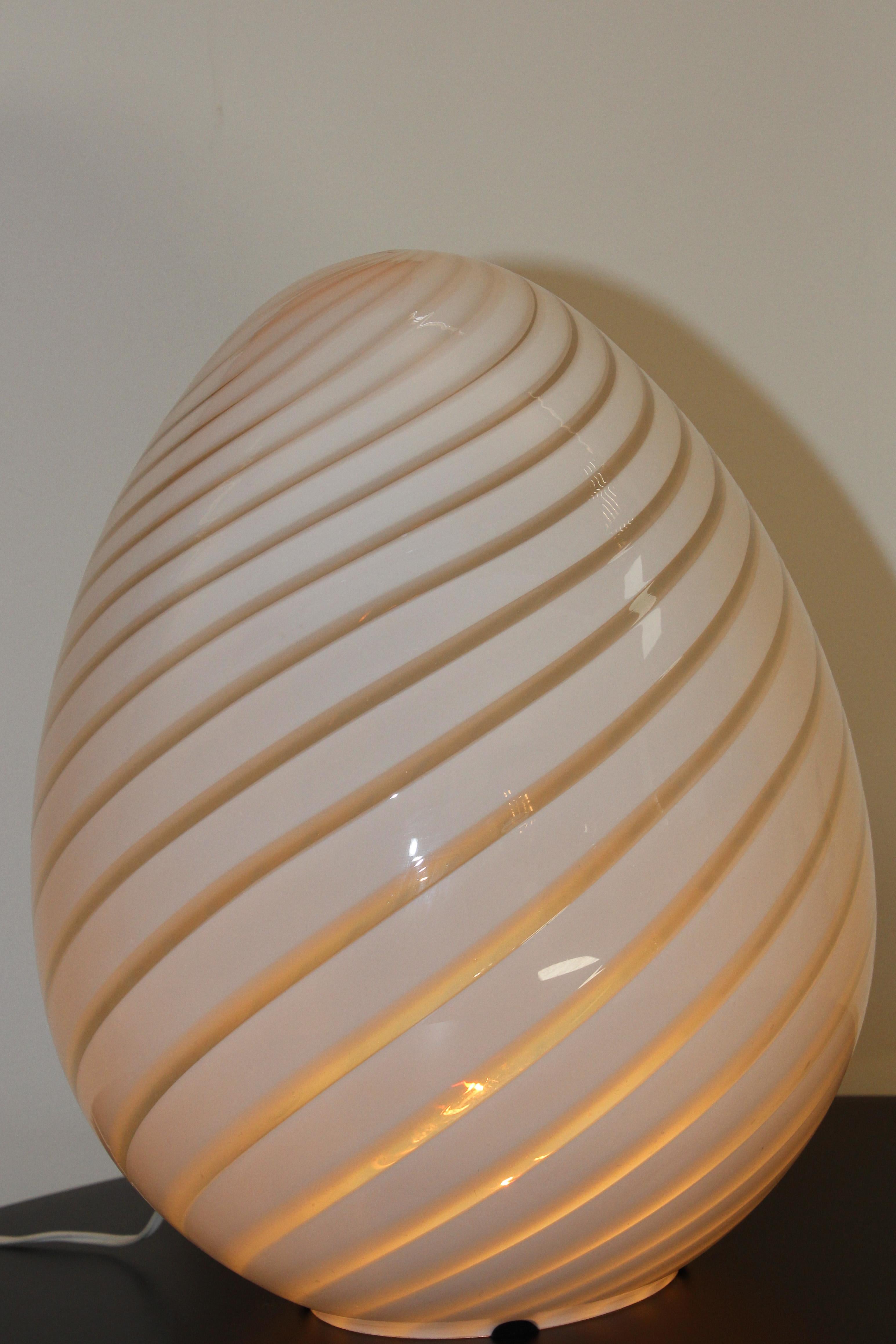 20th Century Large Vetri Murano White Egg Table Lamp