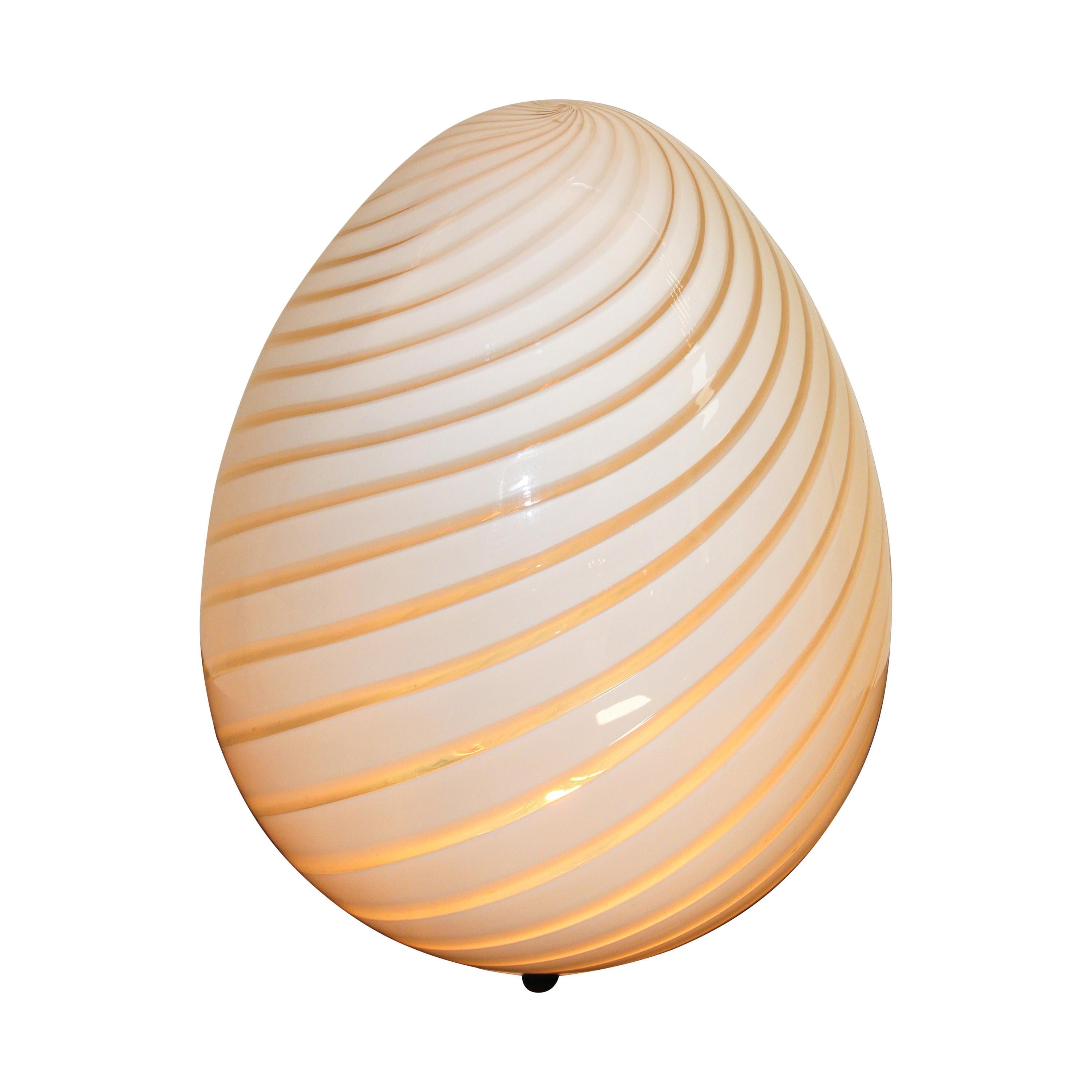 Large Vetri Murano White Egg Table Lamp