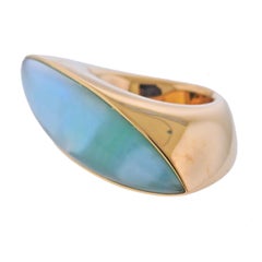 Large Vhernier Fuseau Mother of Pearl Crystal Rose Gold Ring
