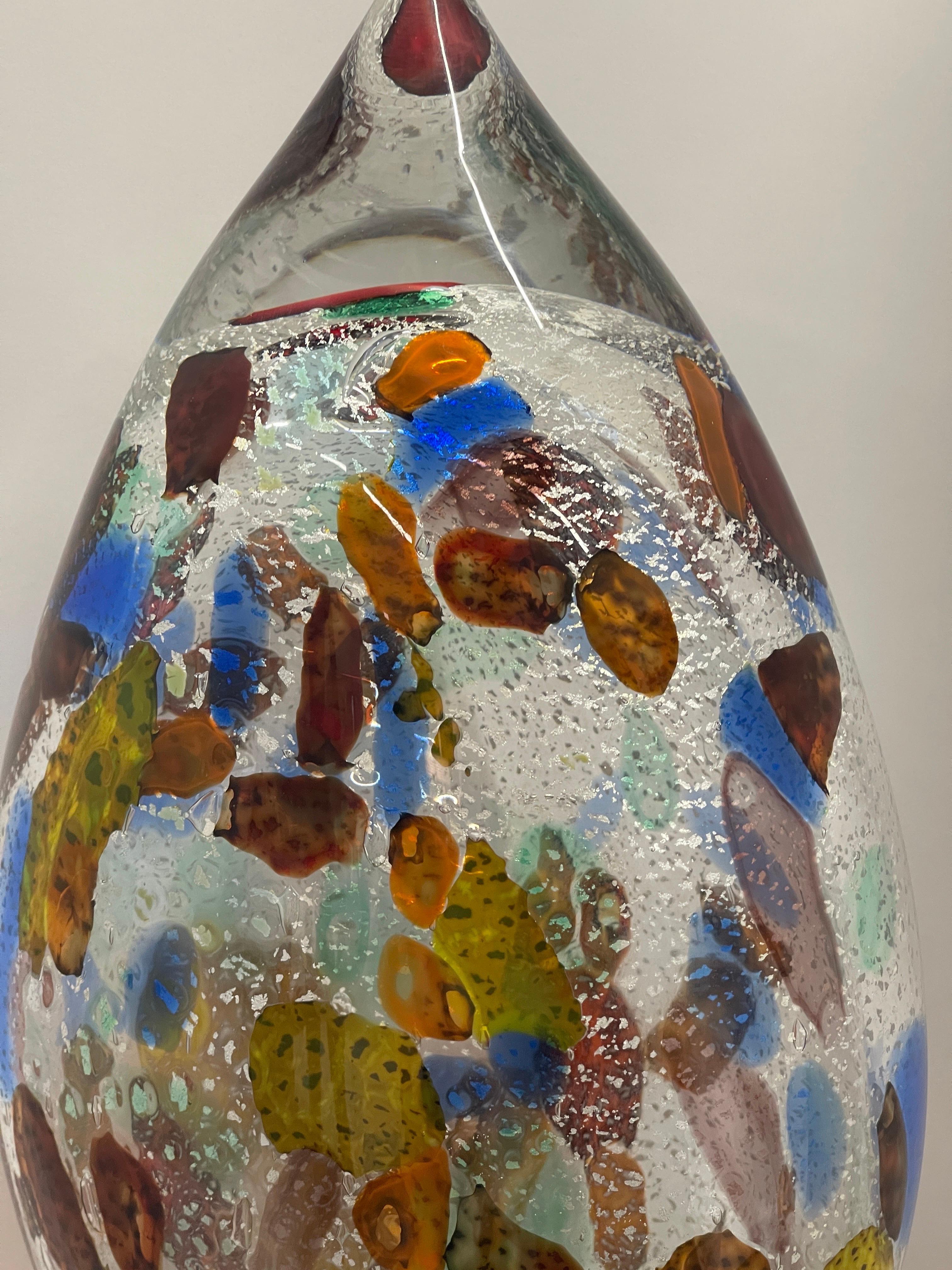 Large and impressive Murano abstract sculpture. Approx 23.5 inches tall and retaining the Murano foil label. Likely Seguso. In good condition with no chips. Some minor scratches to the base.