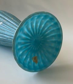 Large Vibrant Blue Alfredo Barbini Murano Glass Decanter with Controlled Bubbles
