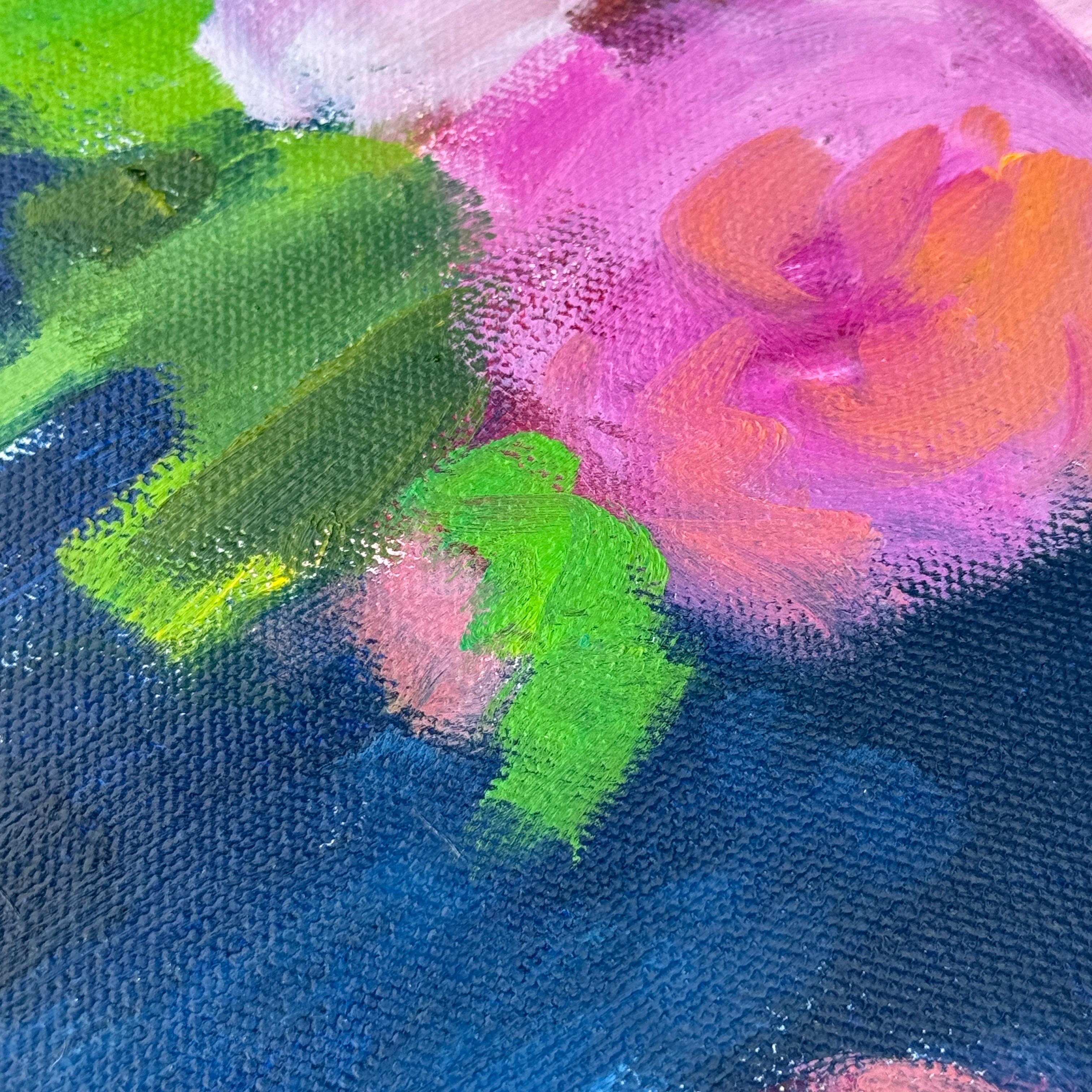 Gran Tríptico Vibrante Peonías Florales Pinturas al Óleo, Firmado Rachel Brown 2019 en venta 6