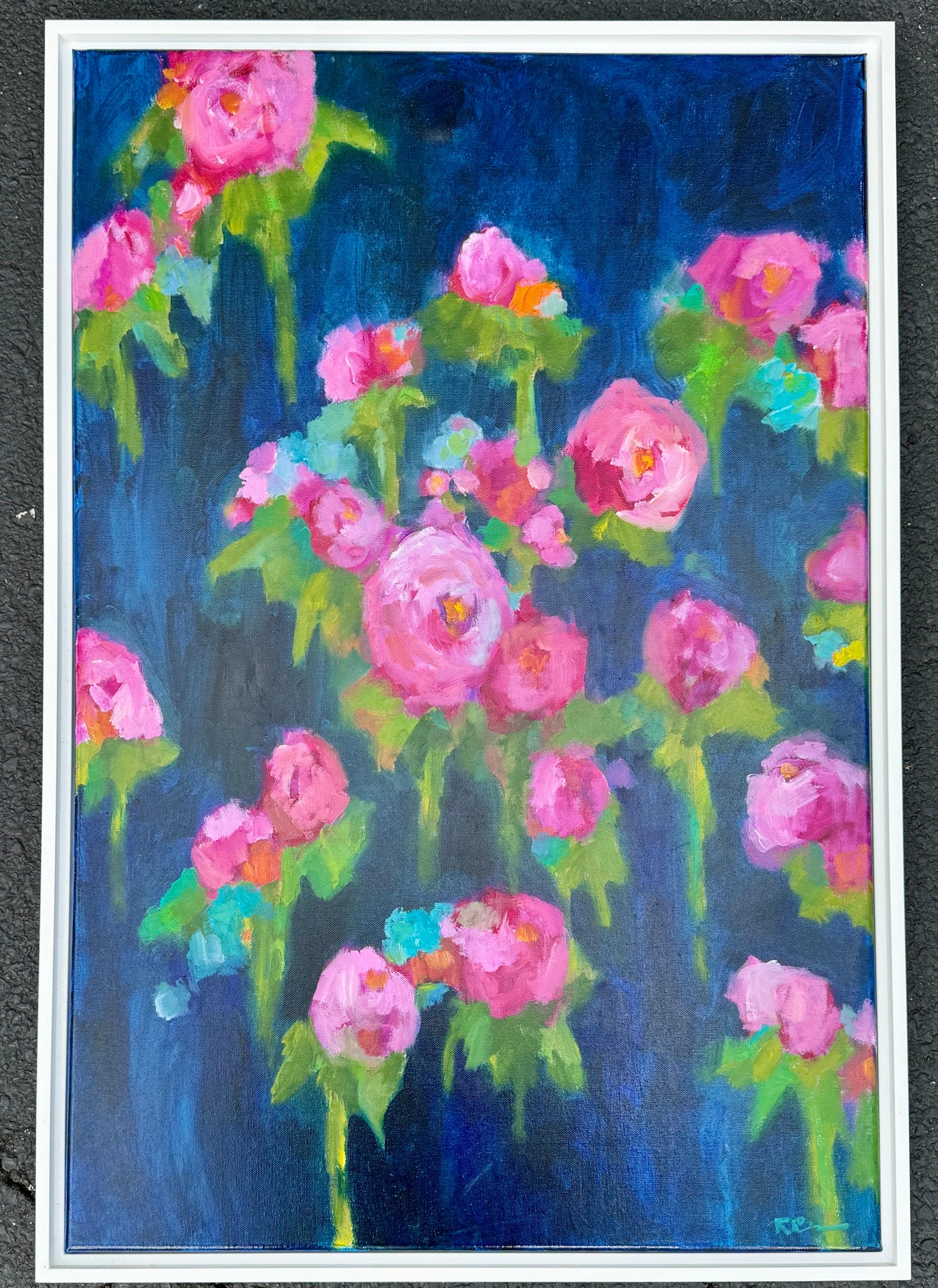 Gran Tríptico Vibrante Peonías Florales Pinturas al Óleo, Firmado Rachel Brown 2019 Estadounidense en venta