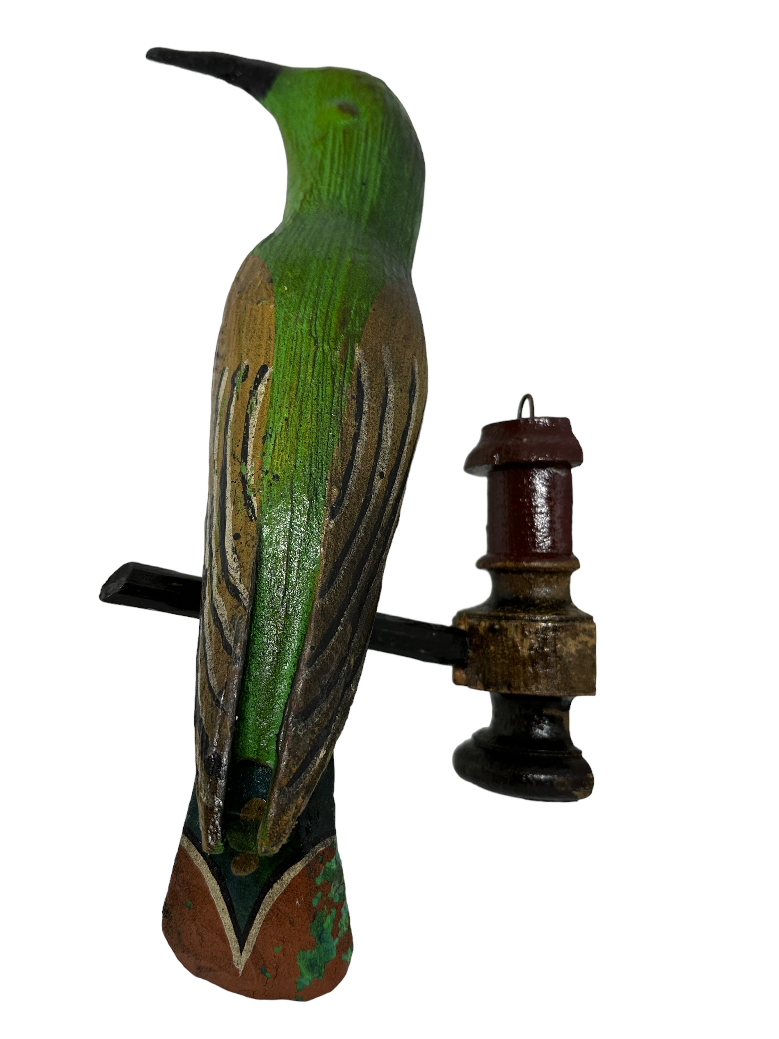 Austrian Large Vichtauer Hand Carved Wood Bird, Black Forest Folk Art, Austria, 1910s