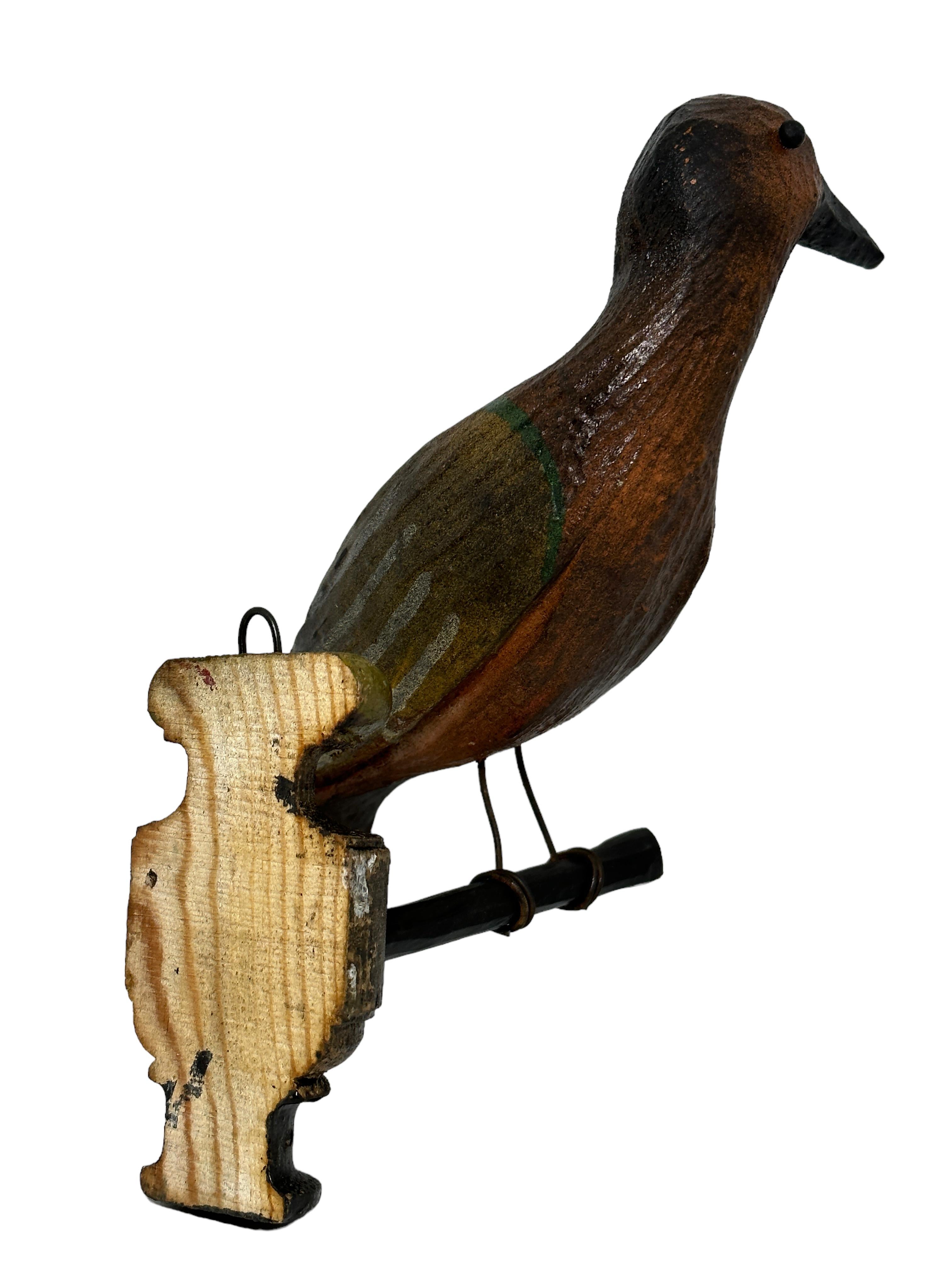 Hand-Crafted Large Vichtauer Hand Carved Wood Bird, Black Forest Folk Art, Austria, 1910s