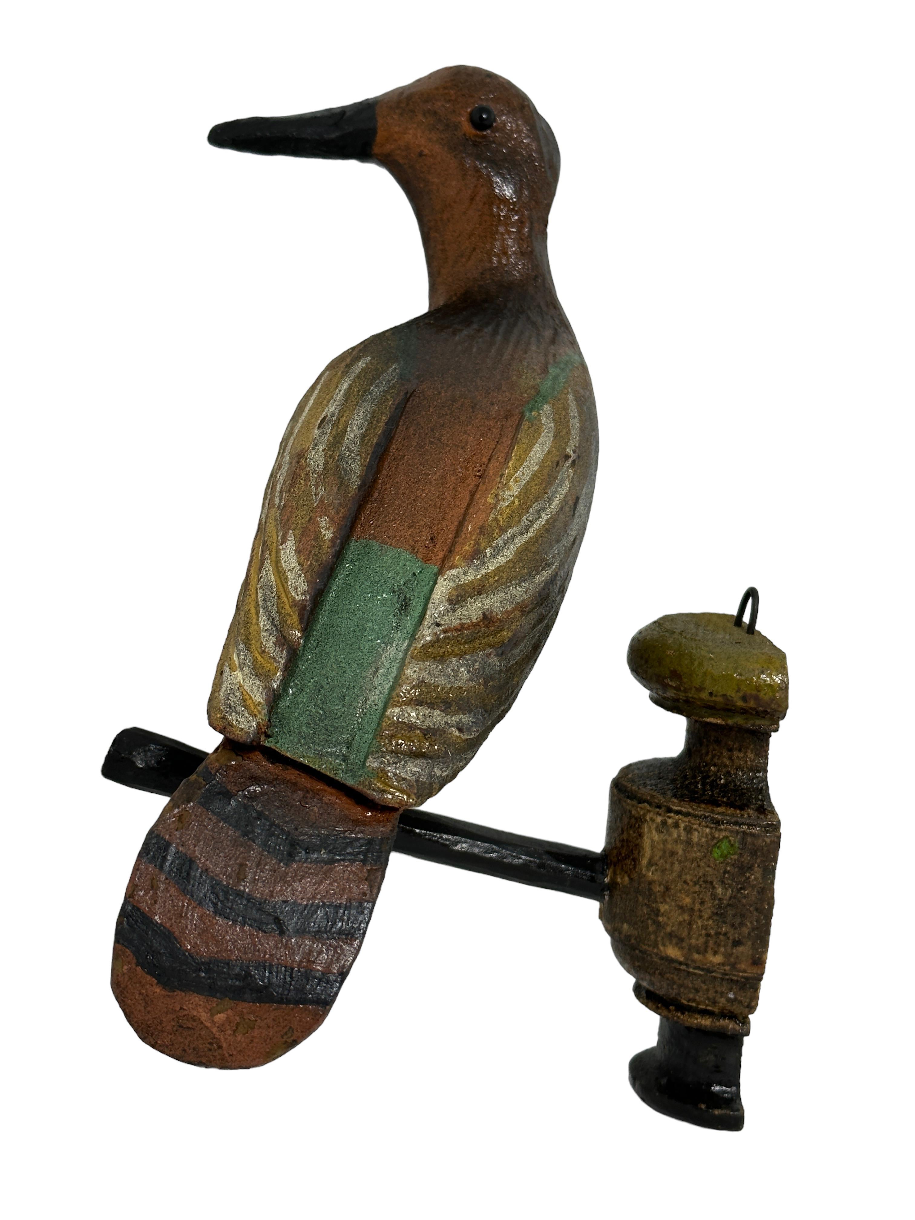20th Century Large Vichtauer Hand Carved Wood Bird, Black Forest Folk Art, Austria, 1910s