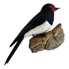 Large Vichtauer Hand Carved Wood Bird, Black Forest Folk Art, Austria, 1930s