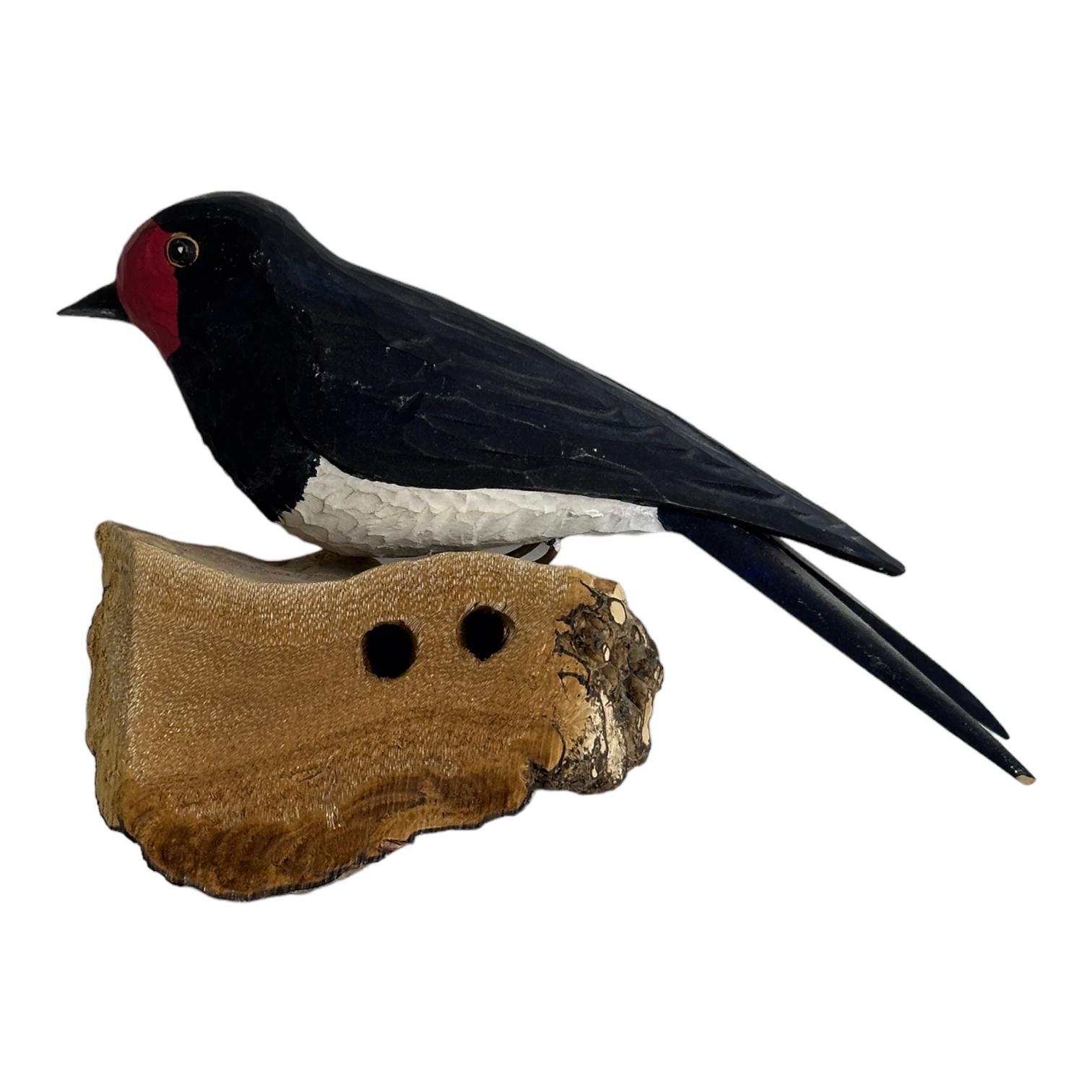 Hand-Crafted Large Vichtauer Hand Carved Wood Bird, Black Forest Folk Art, Austria, 1930s For Sale
