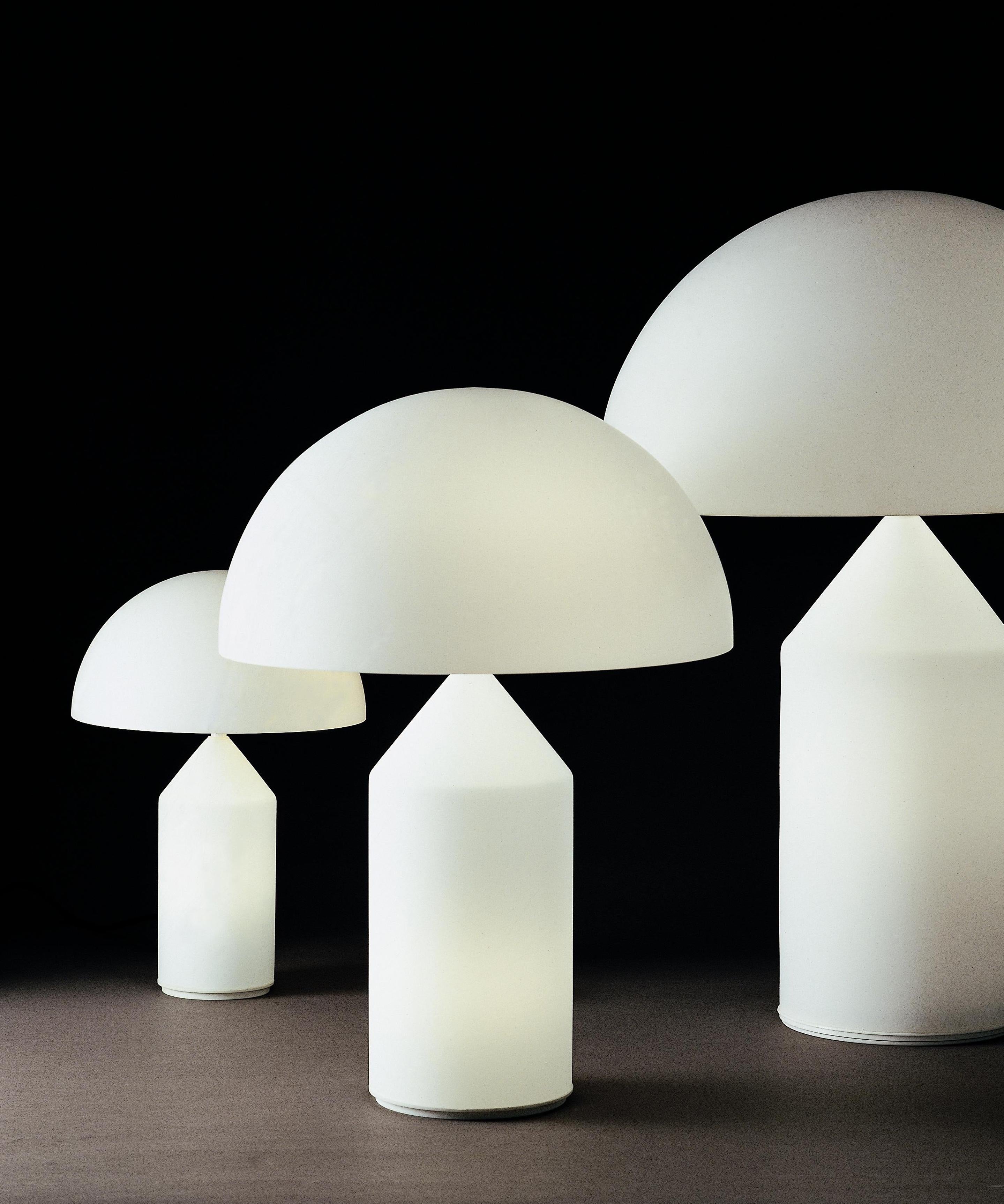 Italian Large Vico Magistretti 'Atollo' Opaline Glass Table Lamp For Oluce For Sale