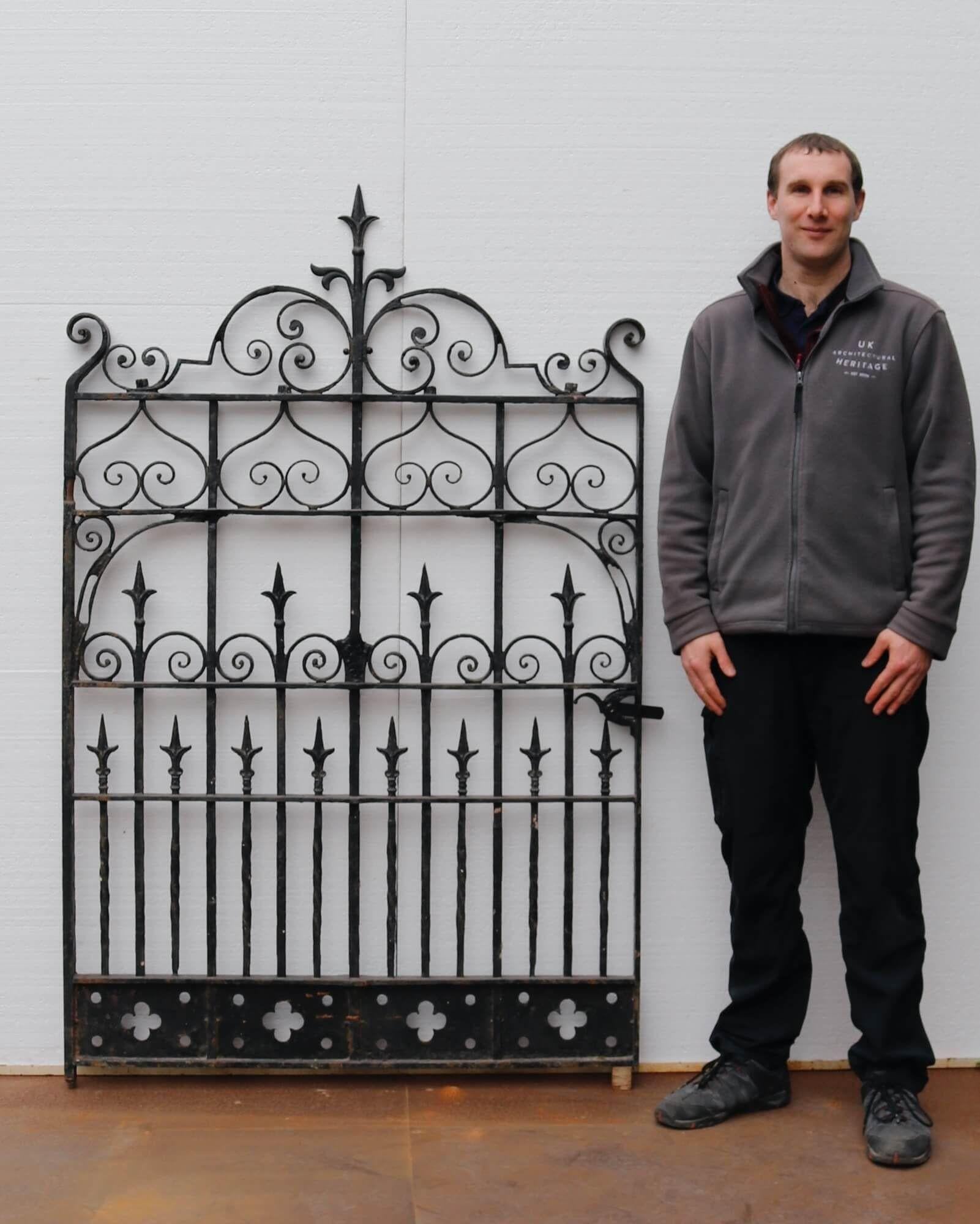 Made in the late 19th century, this large Victorian wrought iron pedestrian gate looks as timeless in a 21st century country garden as it did when it was made in England in the late 1800s. Standing at 173 cm tall, it offers security as well as