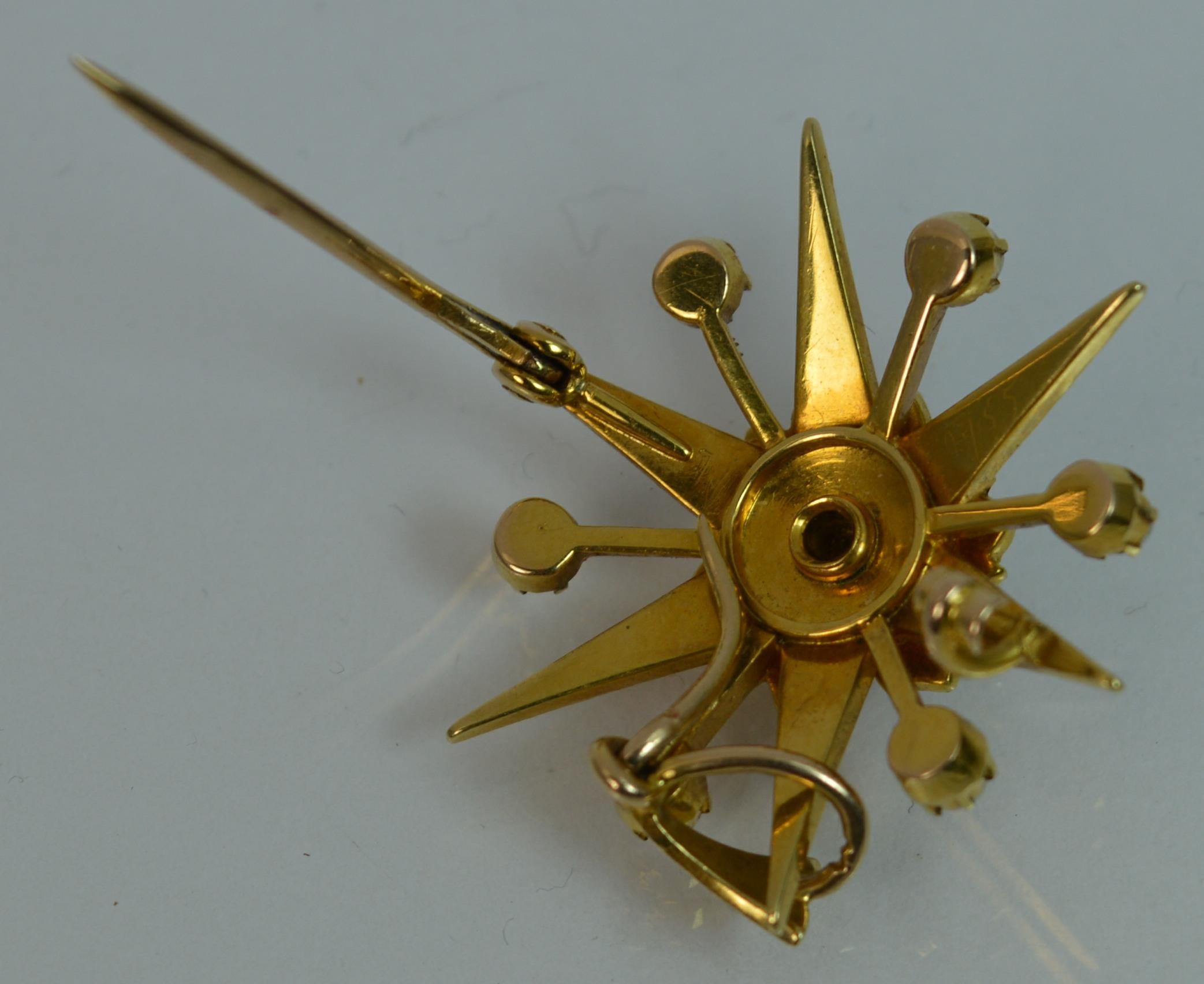 Large Victorian 15 Carat Gold and Seed Pearl Star Shaped Pendant 5