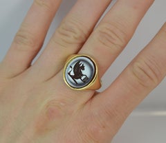 Large Victorian 18 Carat Gold Griffin Intaglio Carnelian Signet Ring
